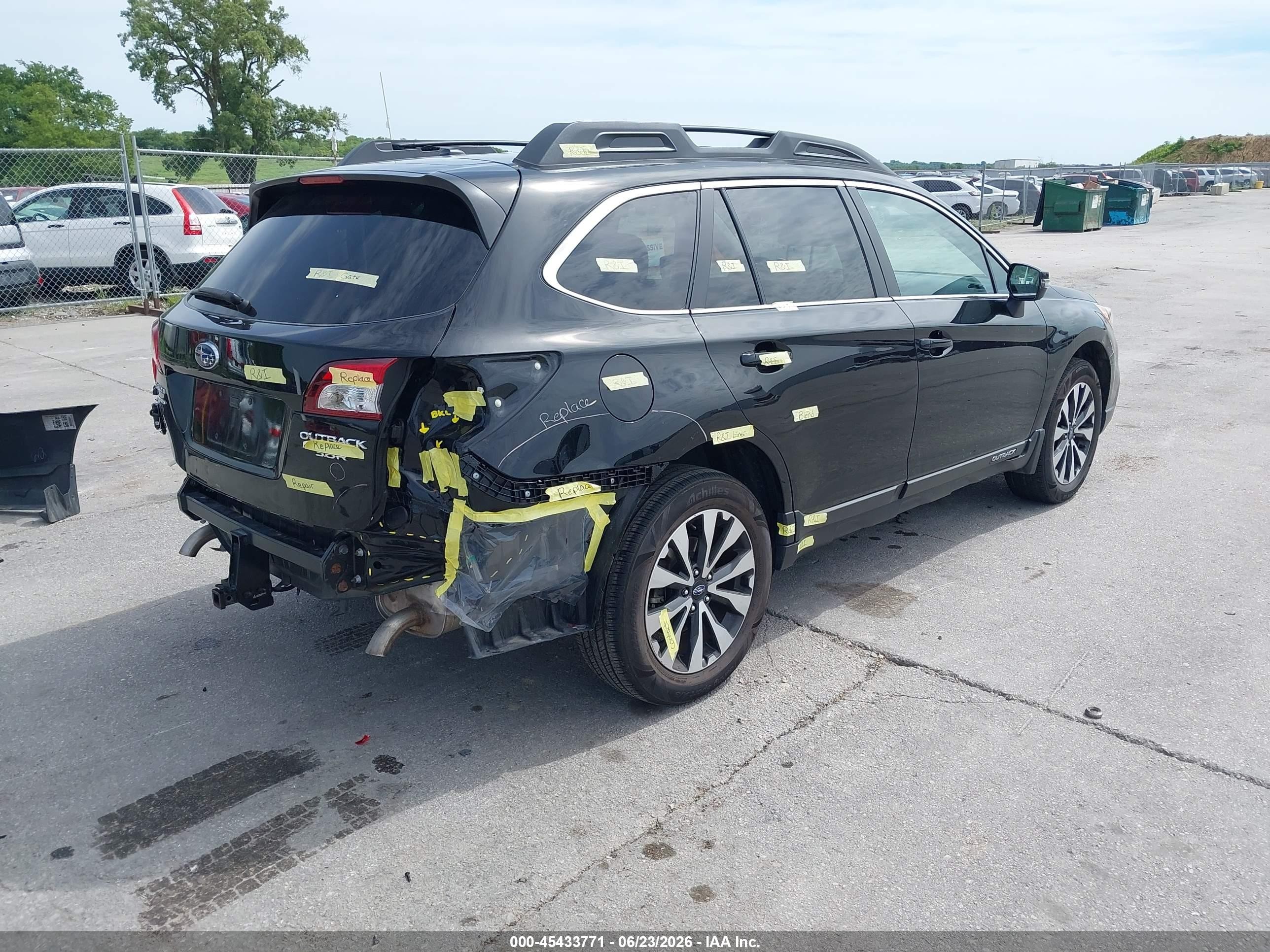 2015 Subaru Outback 3.6r Limited Черный vin: 4S4BSENCXF3287515