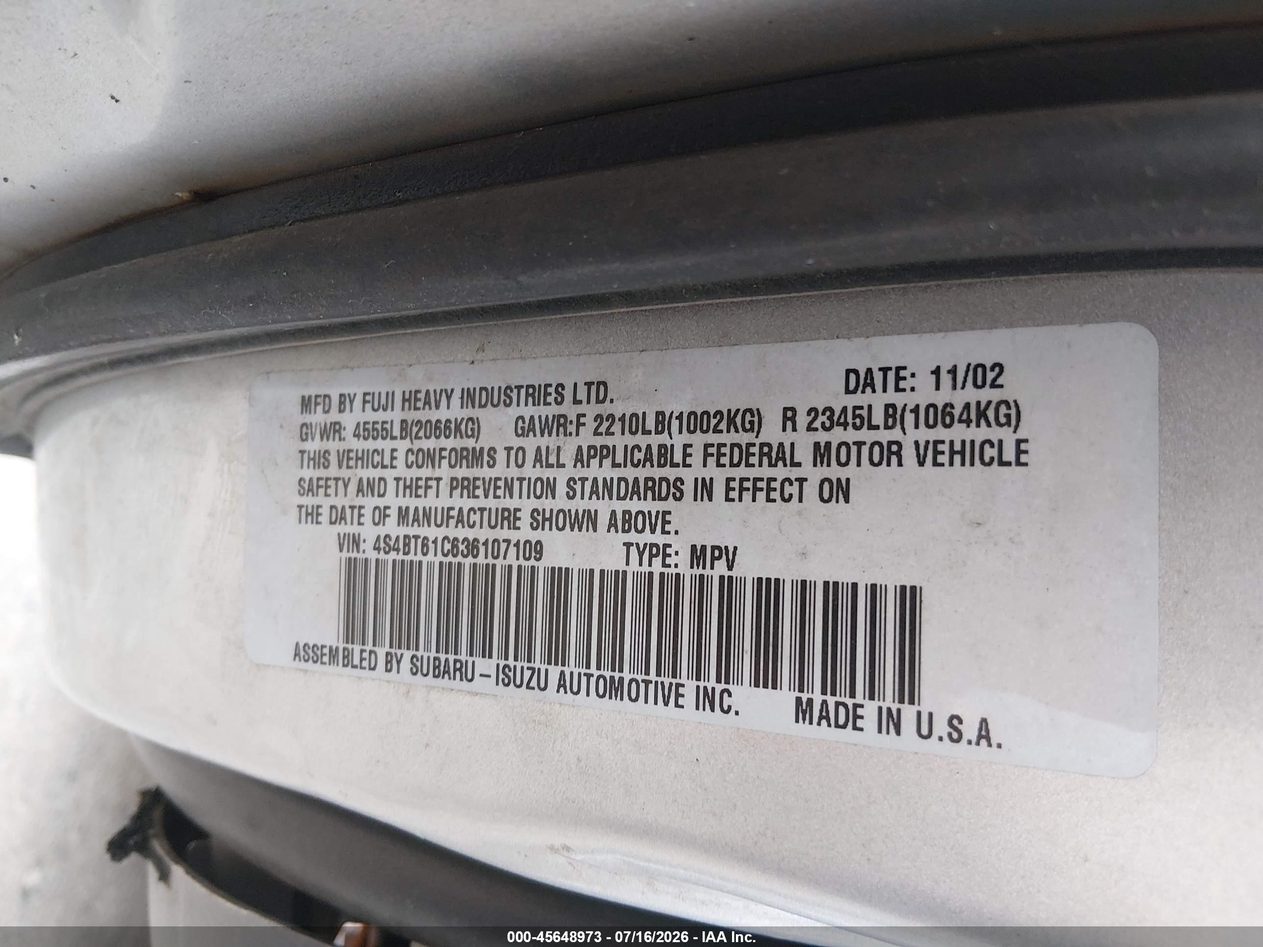 2003 Subaru Baja Silver vin: 4S4BT61C636107109
