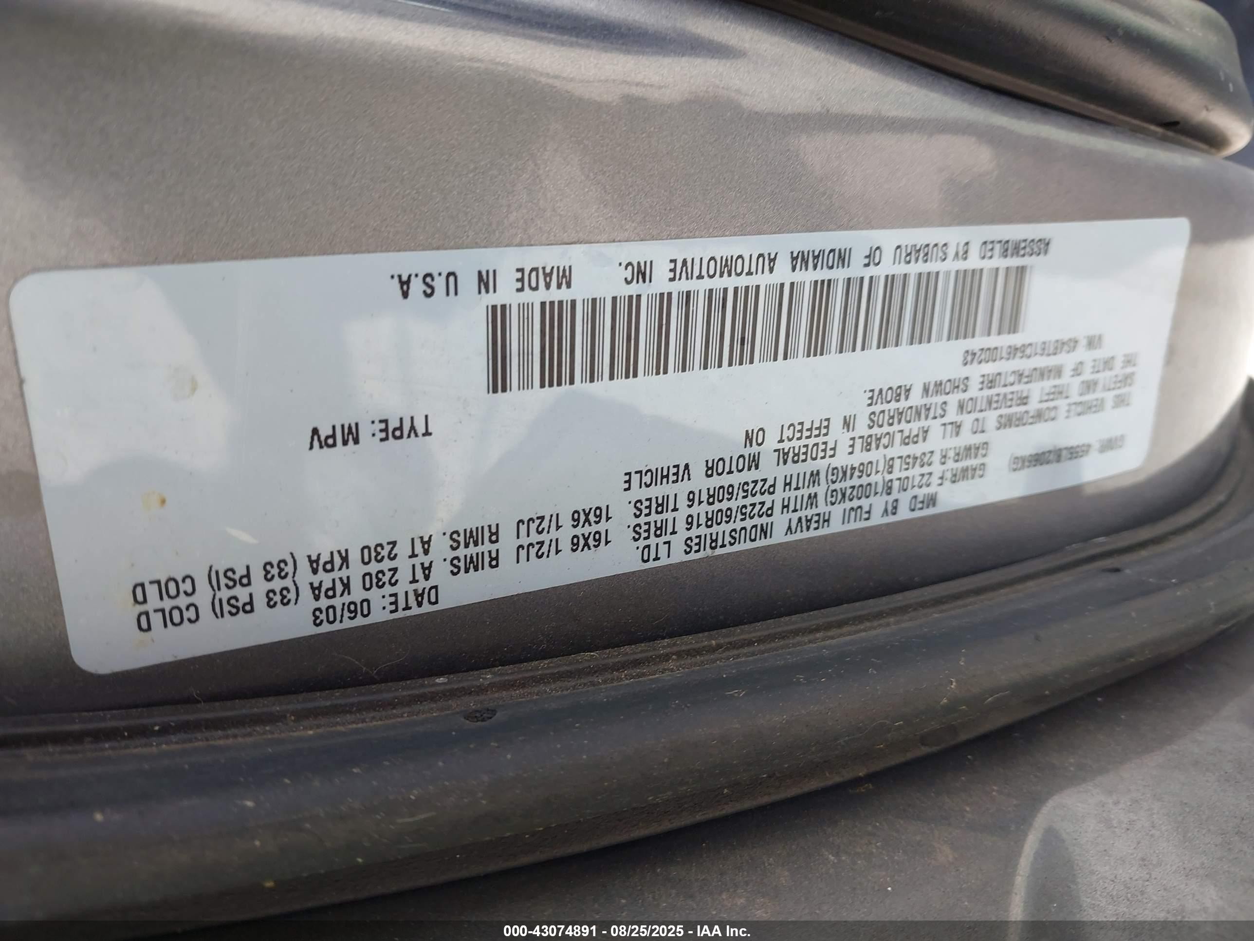 2004 Subaru Baja   Silver vin: 4S4BT61C646100243