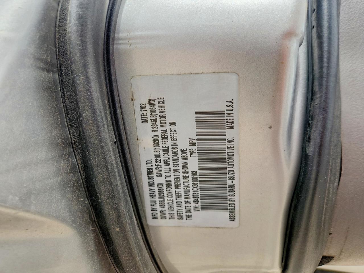2003 Subaru Baja Silver vin: 4S4BT61CX36100163