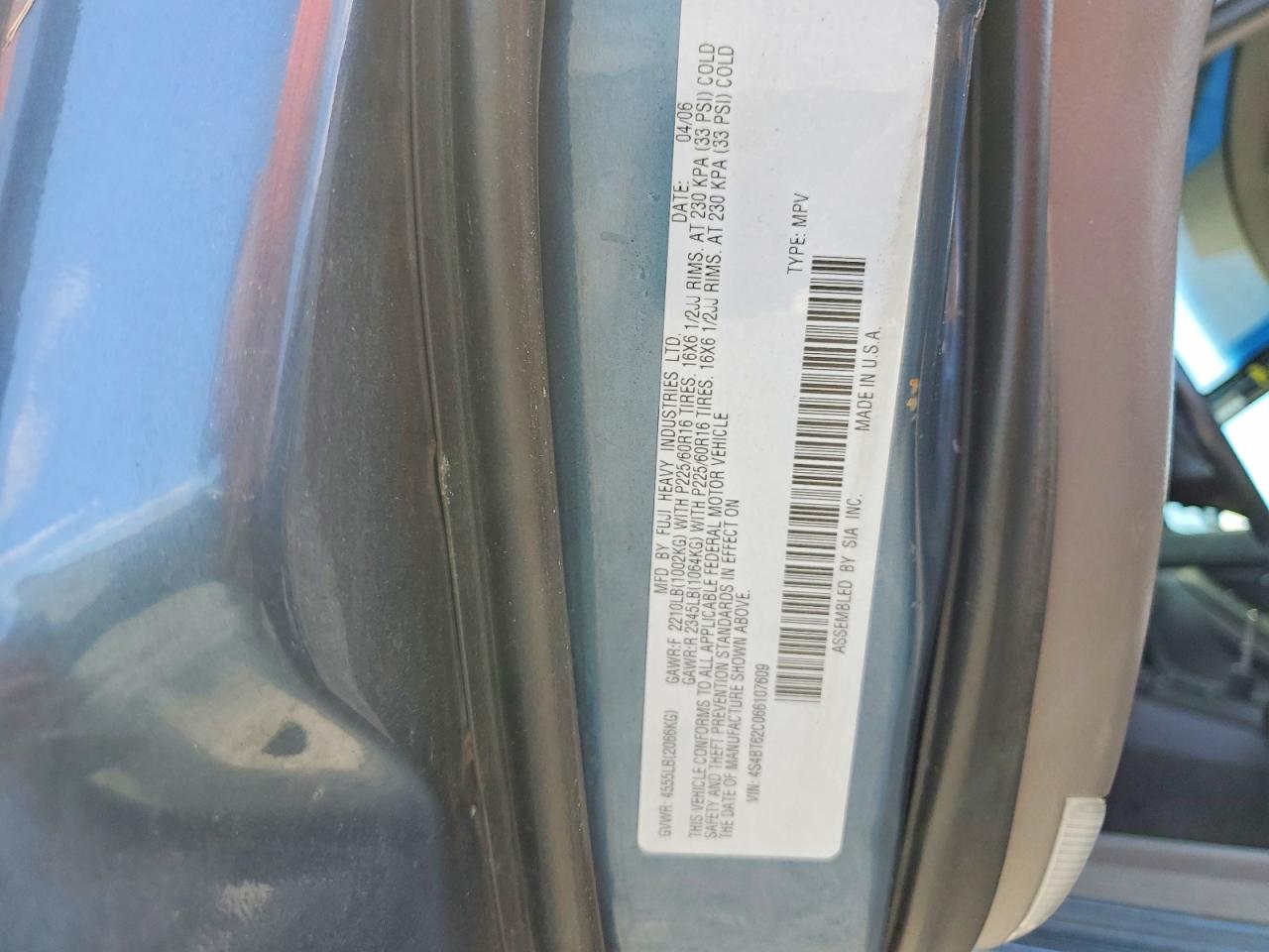 2006 Subaru Baja Sport Blue vin: 4S4BT62C066107609