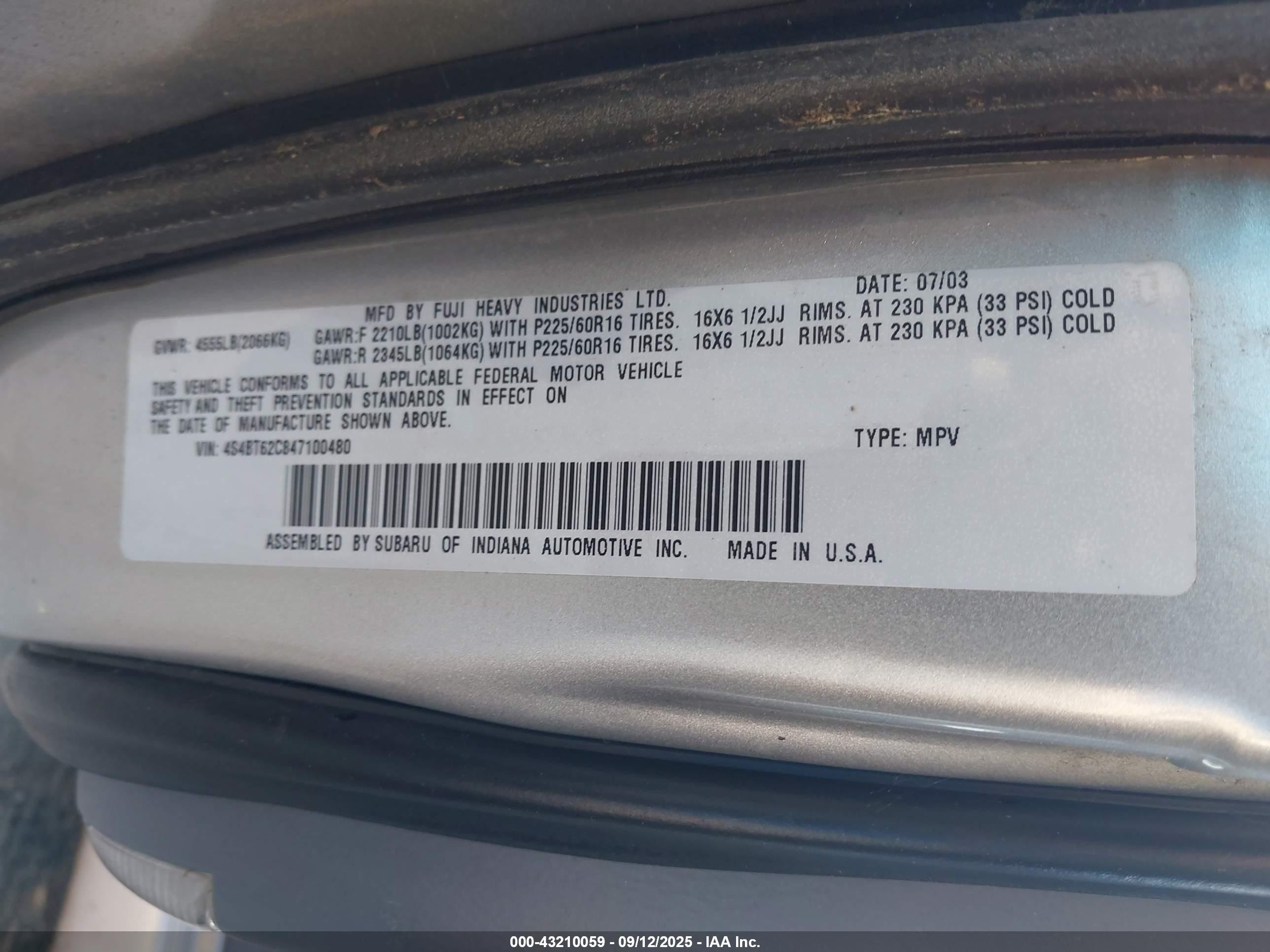 2004 Subaru Baja Sport Silver vin: 4S4BT62C847100480