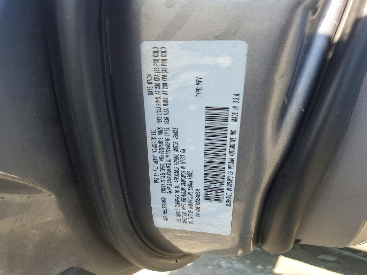 2005 Subaru Ascent Limited W/7-p Turbo Gray vin: 4S4BT63C955102346