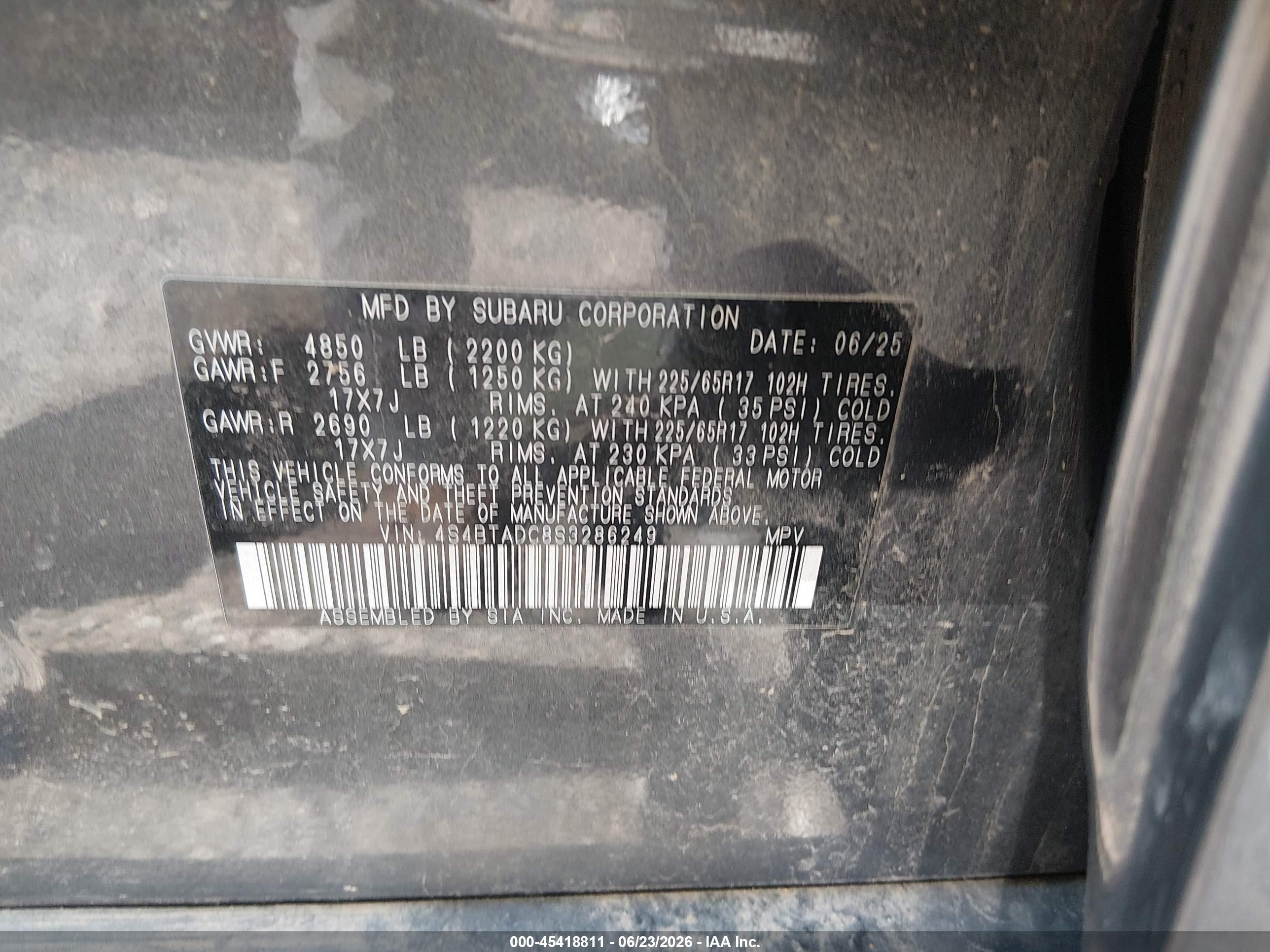 2025 Subaru Outback Premium Gray vin: 4S4BTADC8S3286249