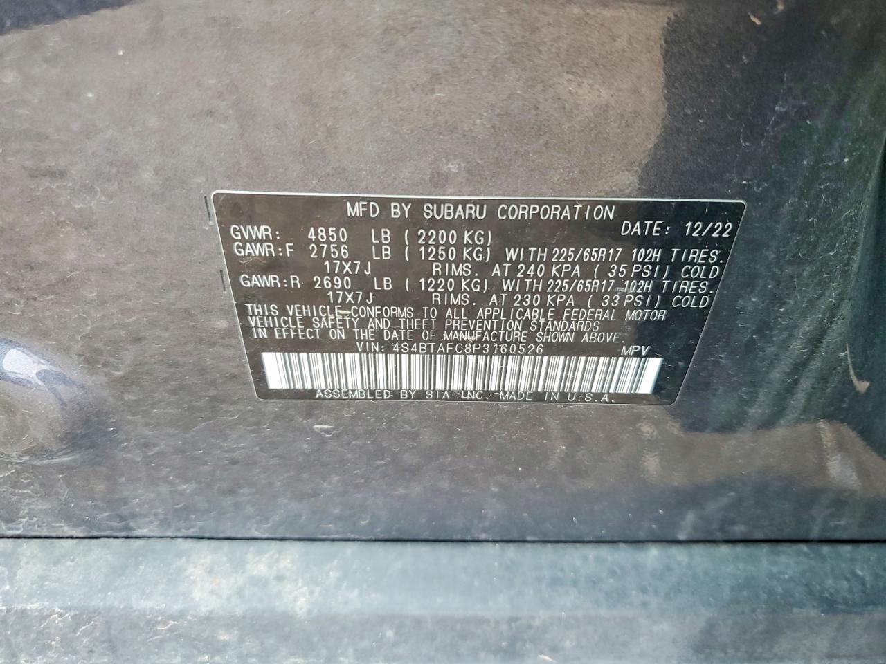2023 Subaru Outback Premium Gray vin: 4S4BTAFC8P3160526