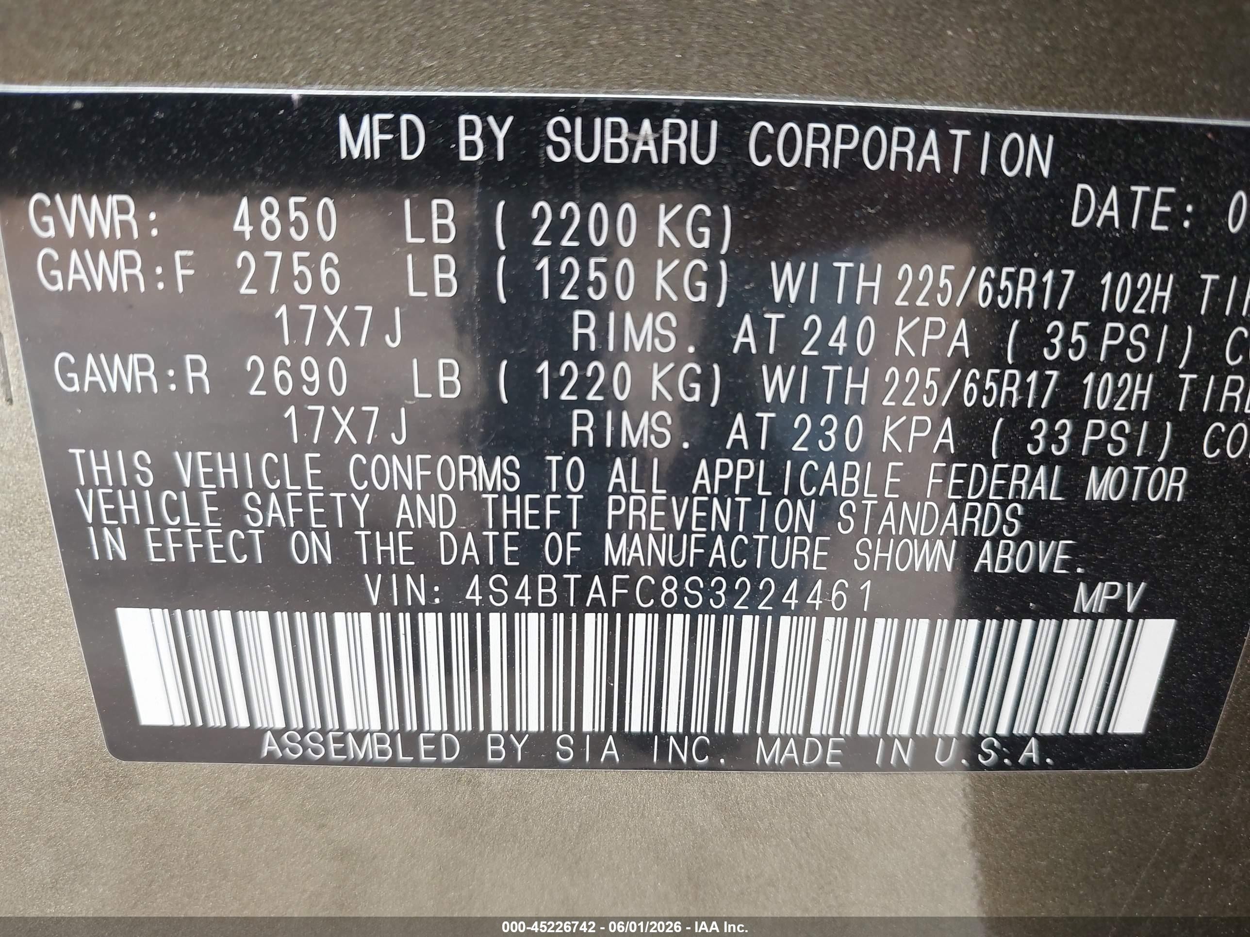 2025 Subaru Outback Premium Green vin: 4S4BTAFC8S3224461
