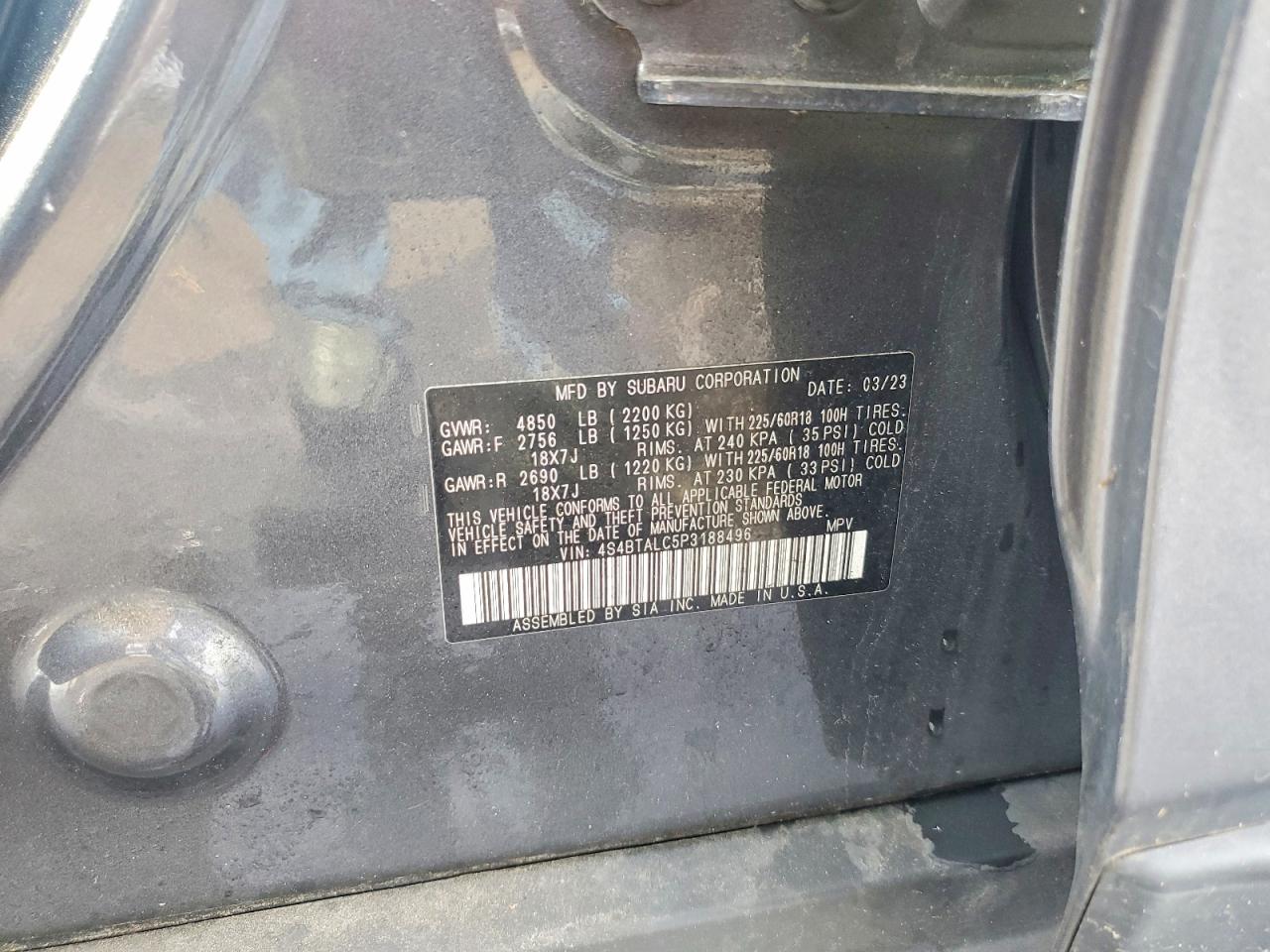 2023 Subaru Outback Onyx Edition Gray vin: 4S4BTALC5P3188496