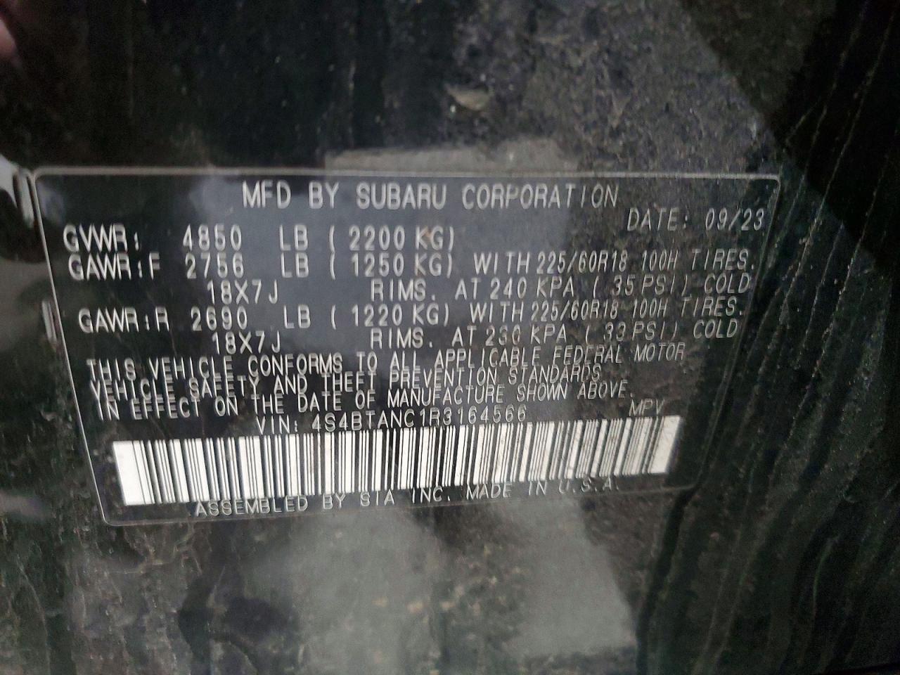 2024 Subaru Outback Limited Black vin: 4S4BTANC1R3164566