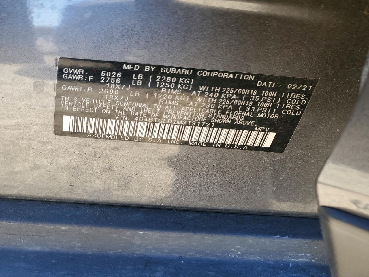 2021 Subaru Outback Onyx Edition Xt Gray vin: 4S4BTGLD2M3191721