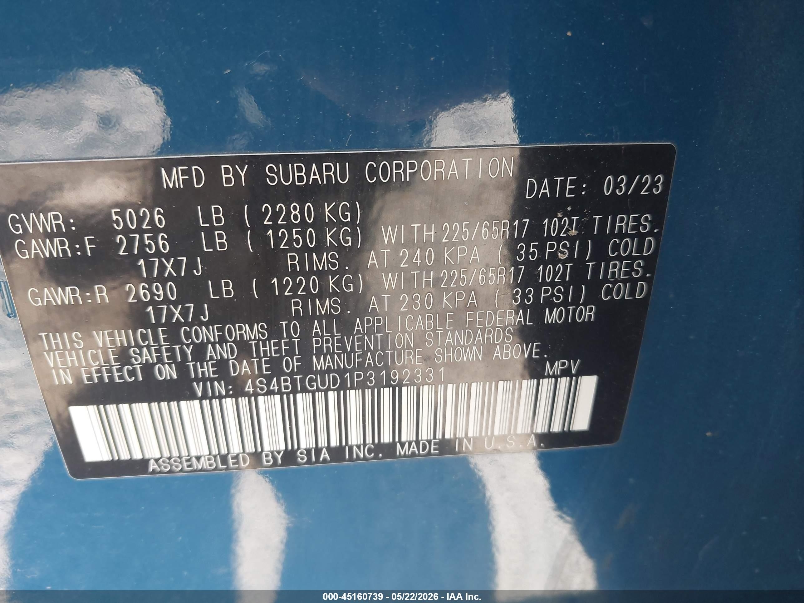 2023 Subaru Outback Wilderness Синий vin: 4S4BTGUD1P3192331
