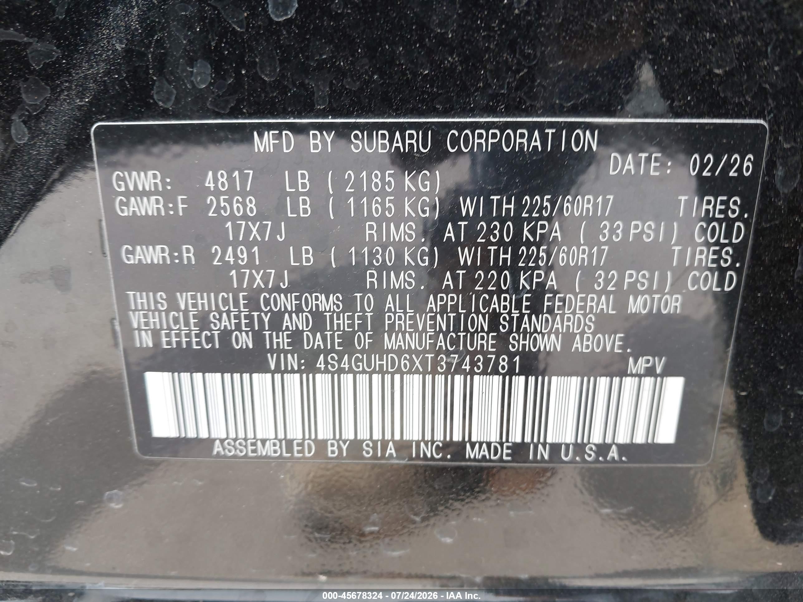 2026 Subaru Crosstrek Premium Black vin: 4S4GUHD6XT3743781