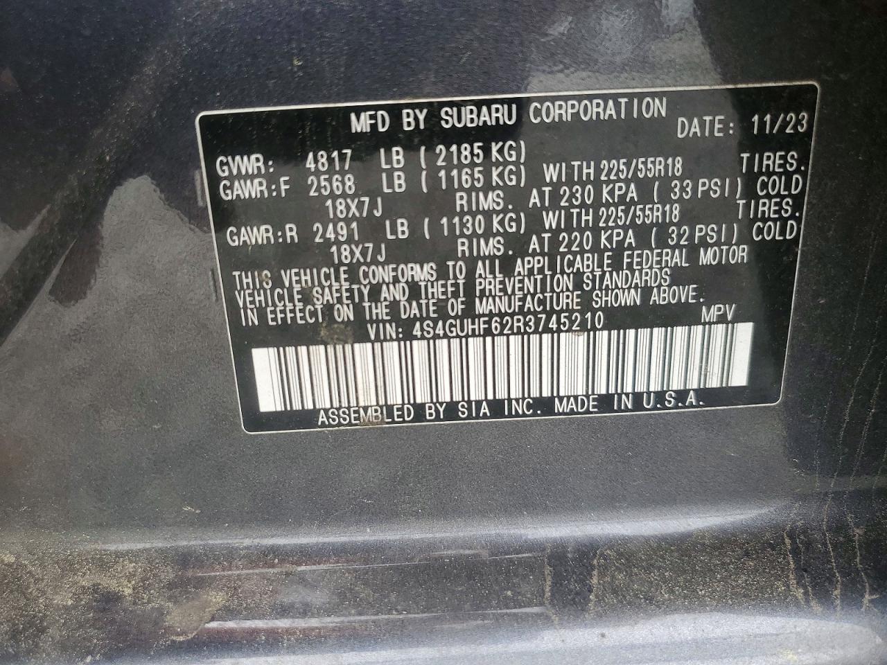 2024 Subaru Crosstrek Sport Charcoal vin: 4S4GUHF62R3745210