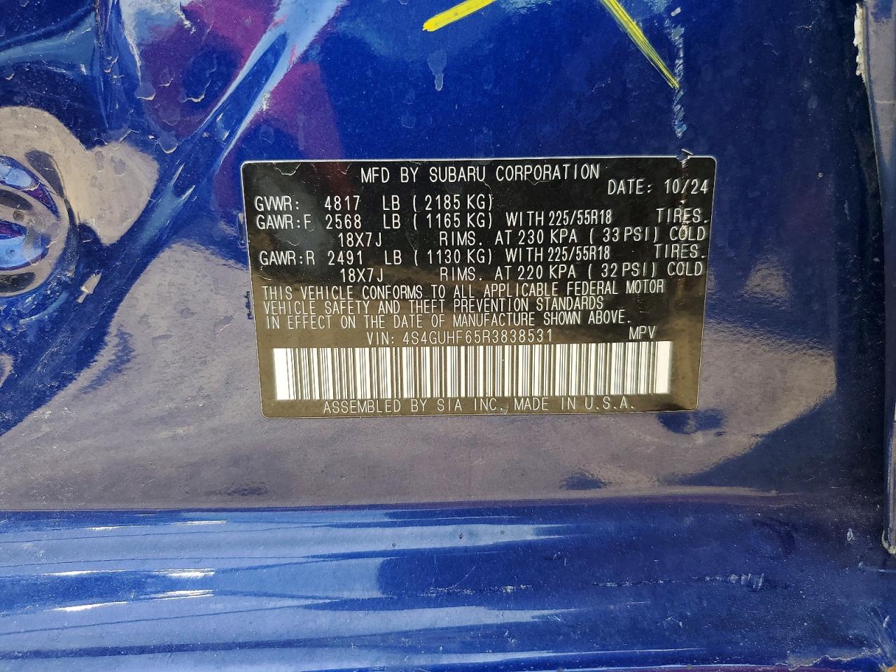 2024 Subaru Crosstrek Sport Blue vin: 4S4GUHF65R3838531