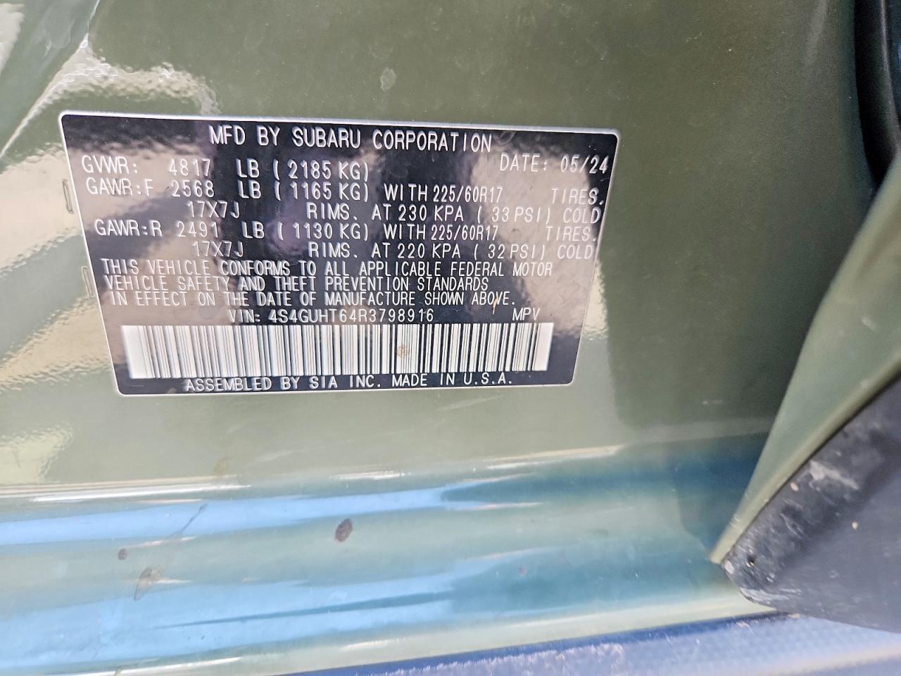 2024 Subaru Crosstrek Wilderness Green vin: 4S4GUHT64R3798916