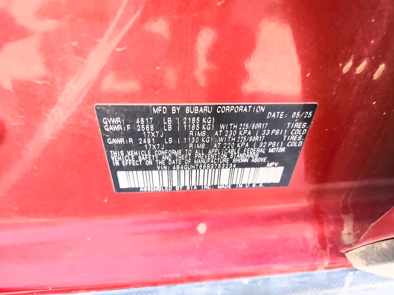 2025 Subaru Crosstrek Wilderness Red vin: 4S4GUHT69S3753234