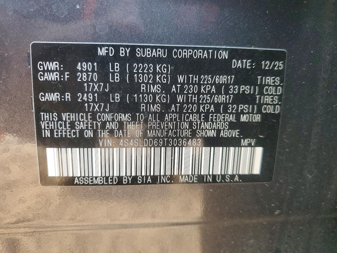 2026 Subaru Forester Premium Серый vin: 4S4SLDD69T3036483