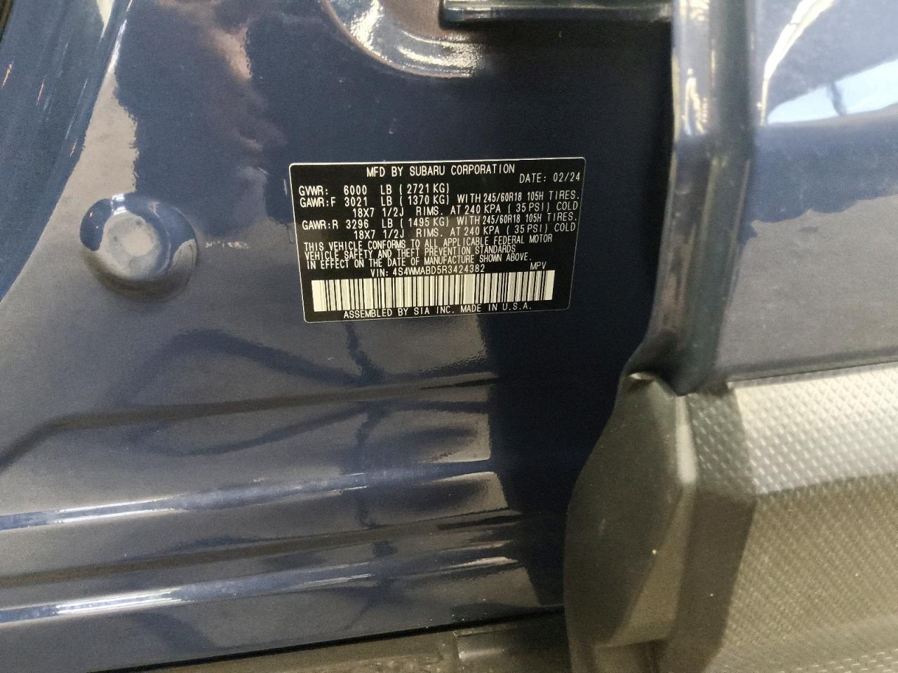 2024 Subaru Ascent Premium Blue vin: 4S4WMABD5R3424382