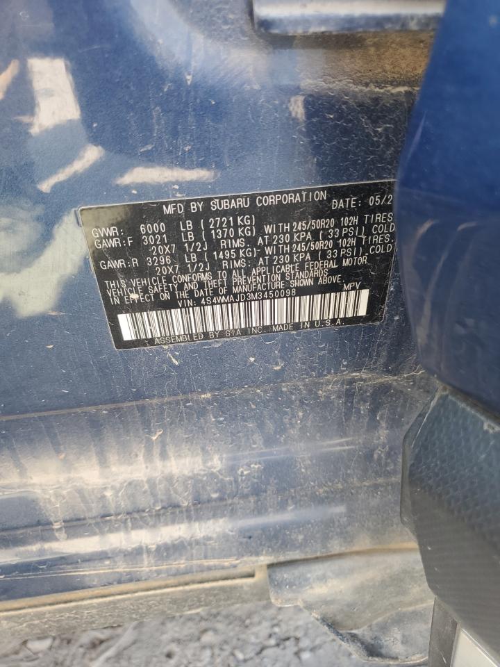 2021 Subaru Ascent Limited Blue vin: 4S4WMAJD3M3450098
