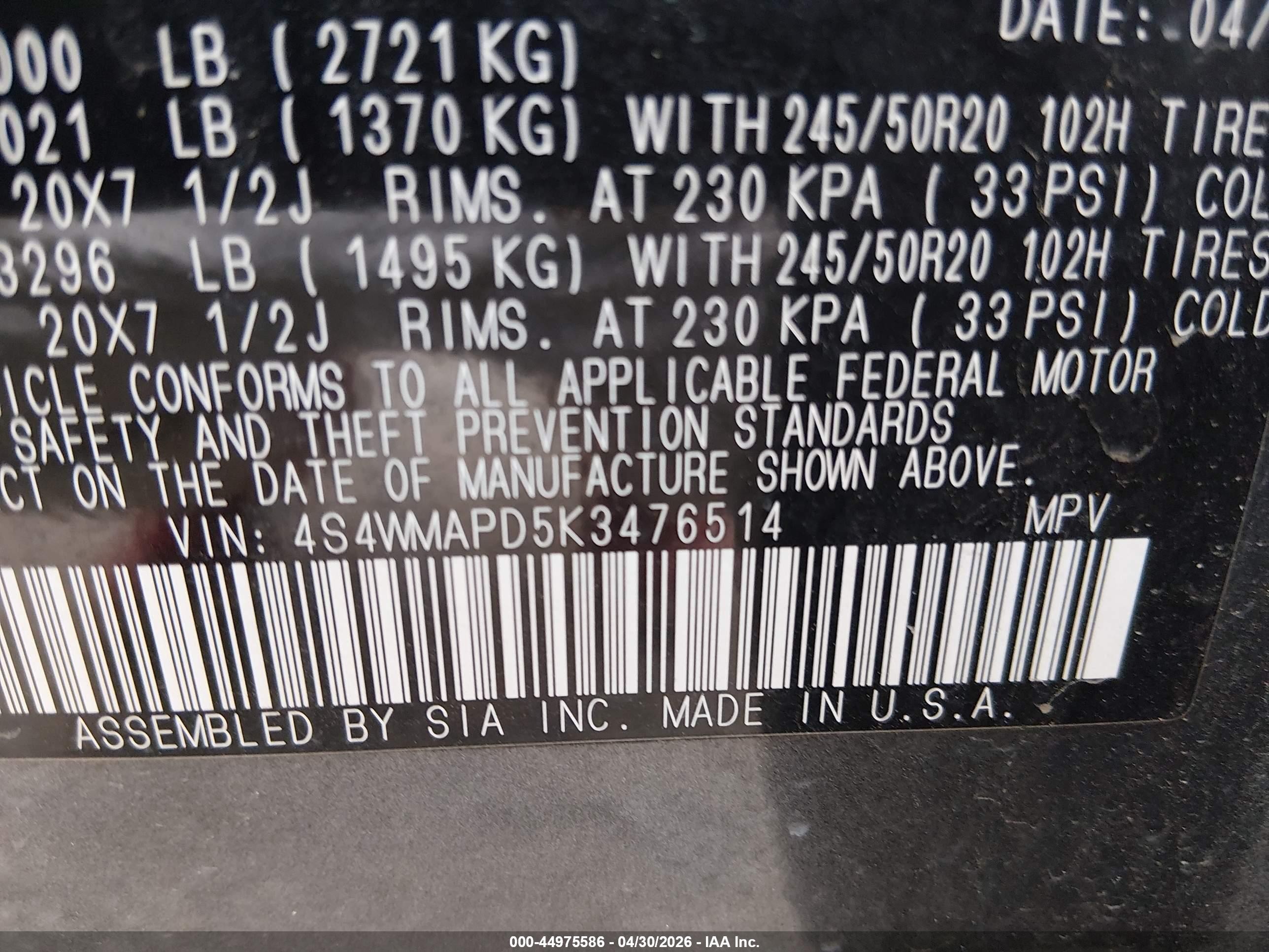 2019 Subaru Ascent Limited Gray vin: 4S4WMAPD5K3476514