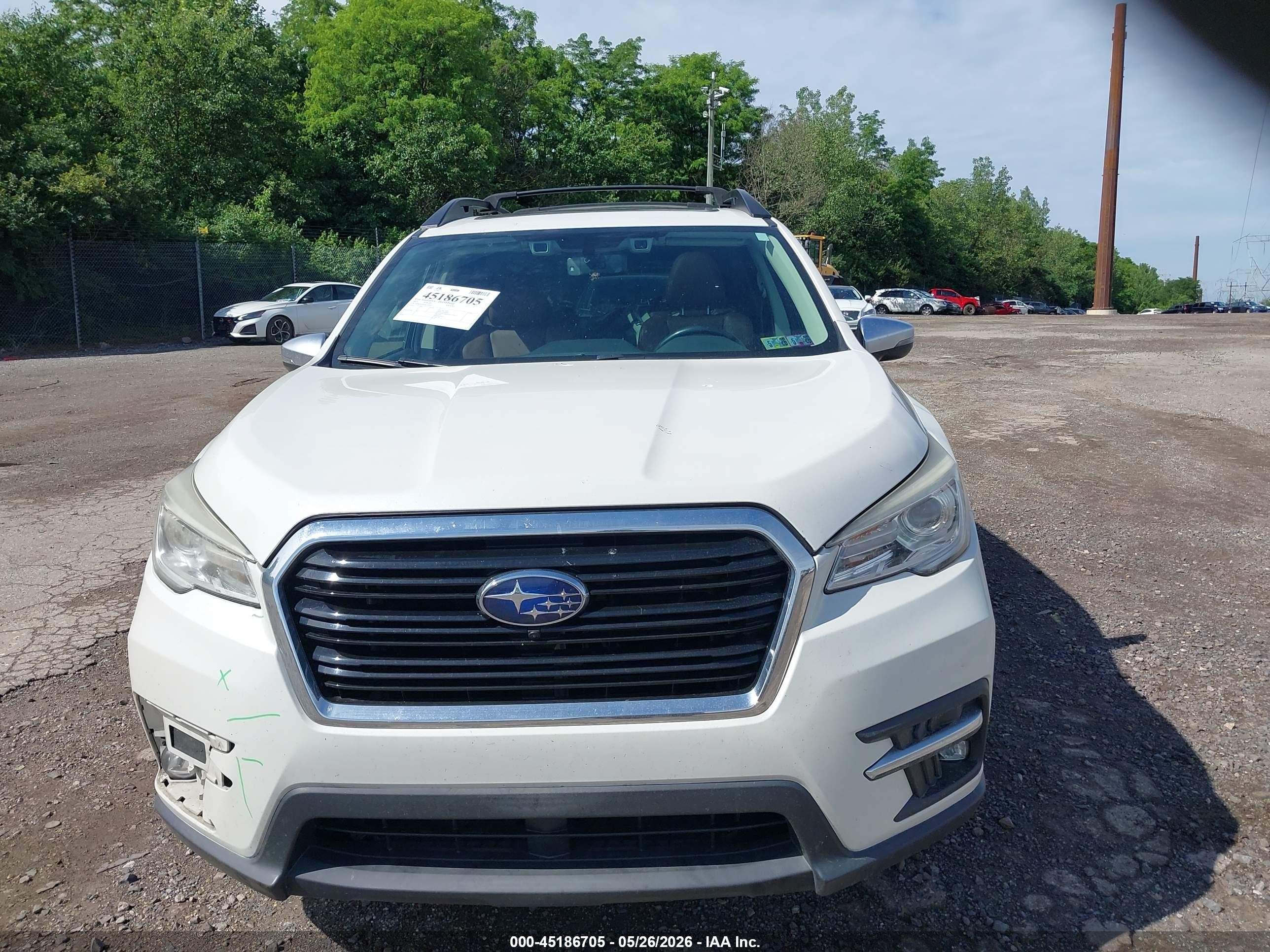 2019 Subaru Ascent Touring White vin: 4S4WMARD2K3435612