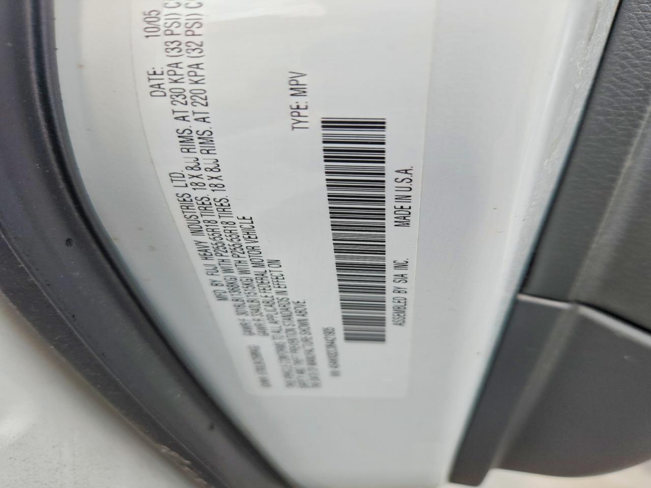2006 Subaru B9 Tribeca 3.0 H6 Белый vin: 4S4WX82C064421905
