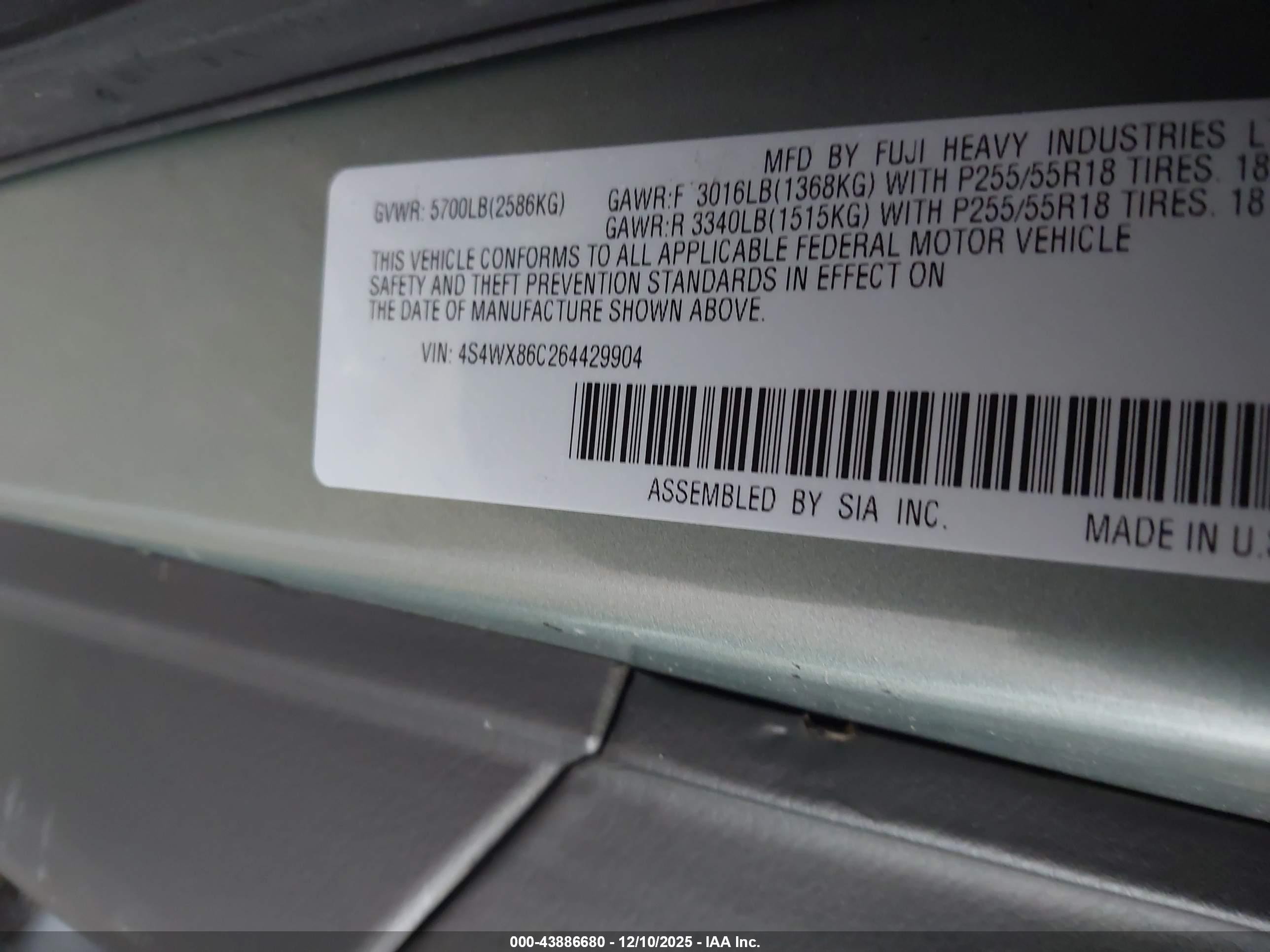 2006 Subaru B9 Tribeca Limited 7-passenger Silver vin: 4S4WX86C264429904