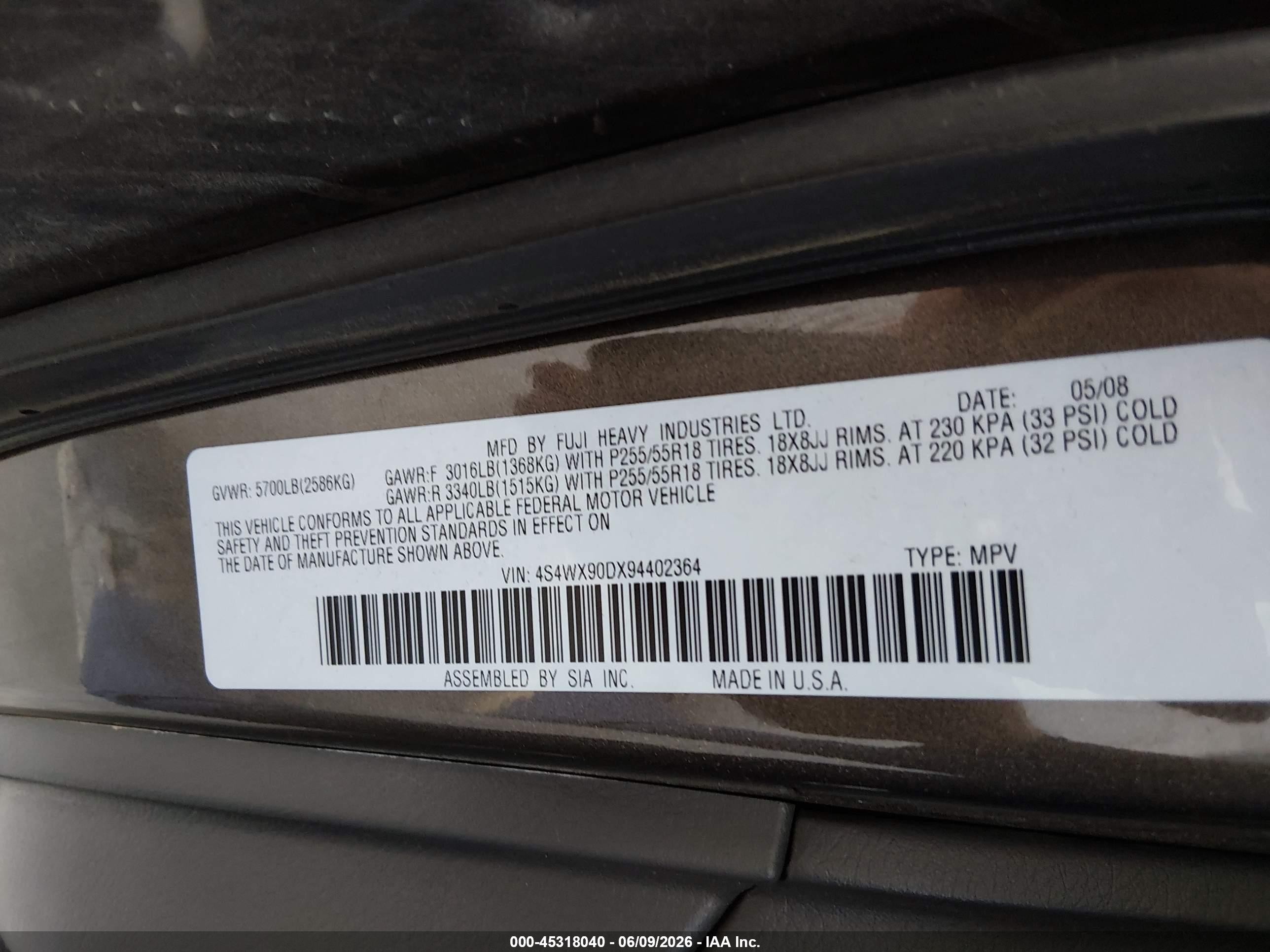 2009 Subaru Tribeca Limited 7-passenger Brown vin: 4S4WX90DX94402364