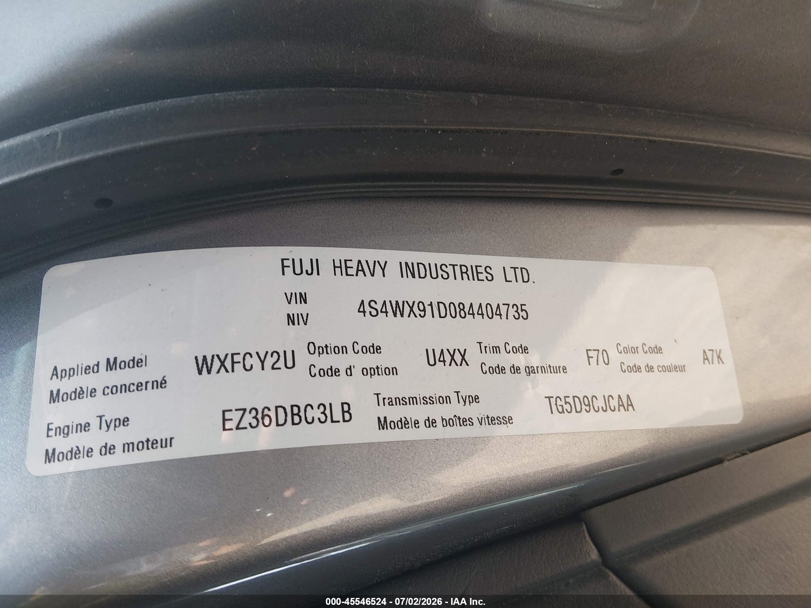 2008 Subaru Tribeca Base 5-passenger Pewter vin: 4S4WX91D084404735
