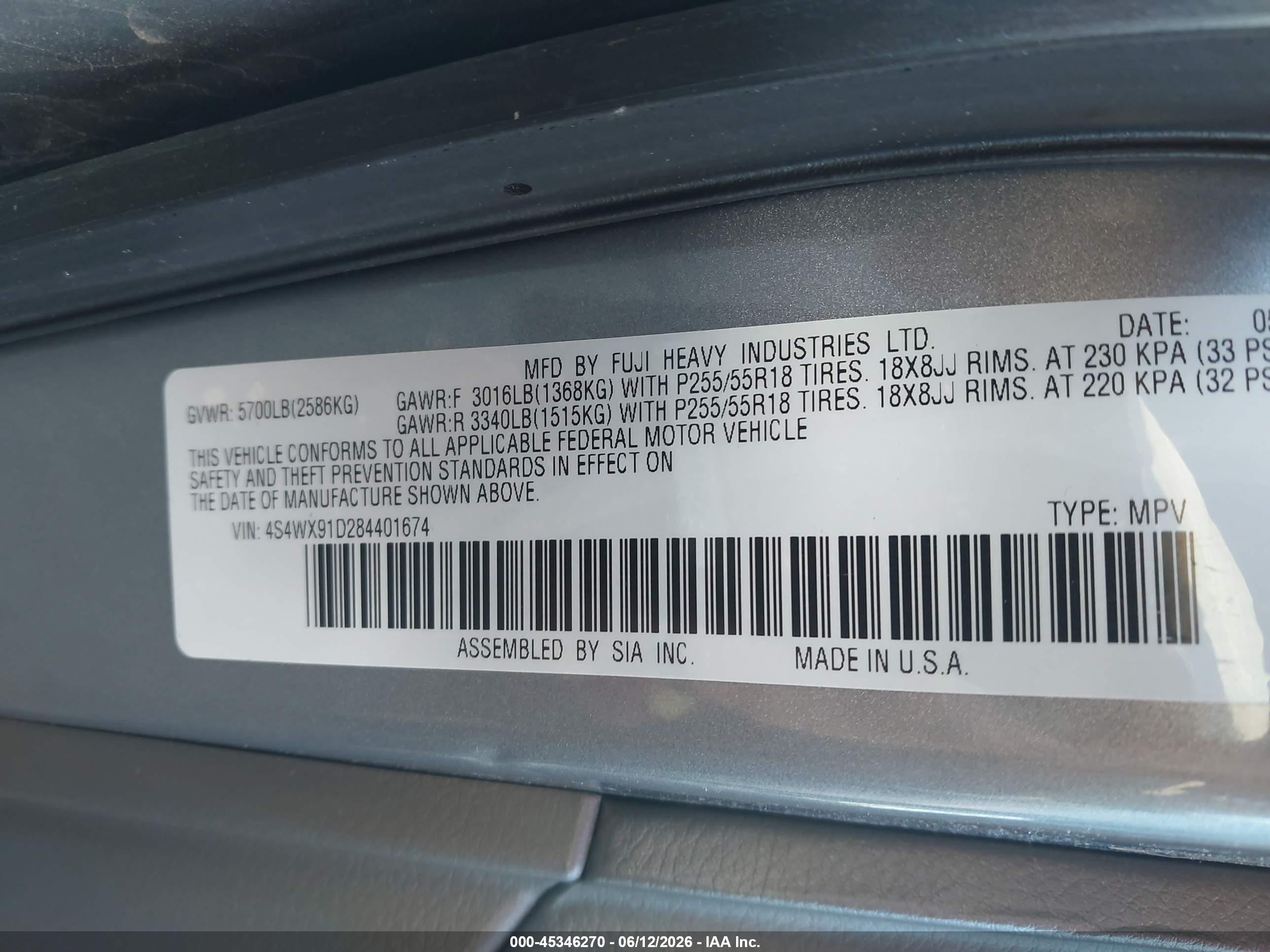 2008 Subaru Tribeca Base 5-passenger Silver vin: 4S4WX91D284401674