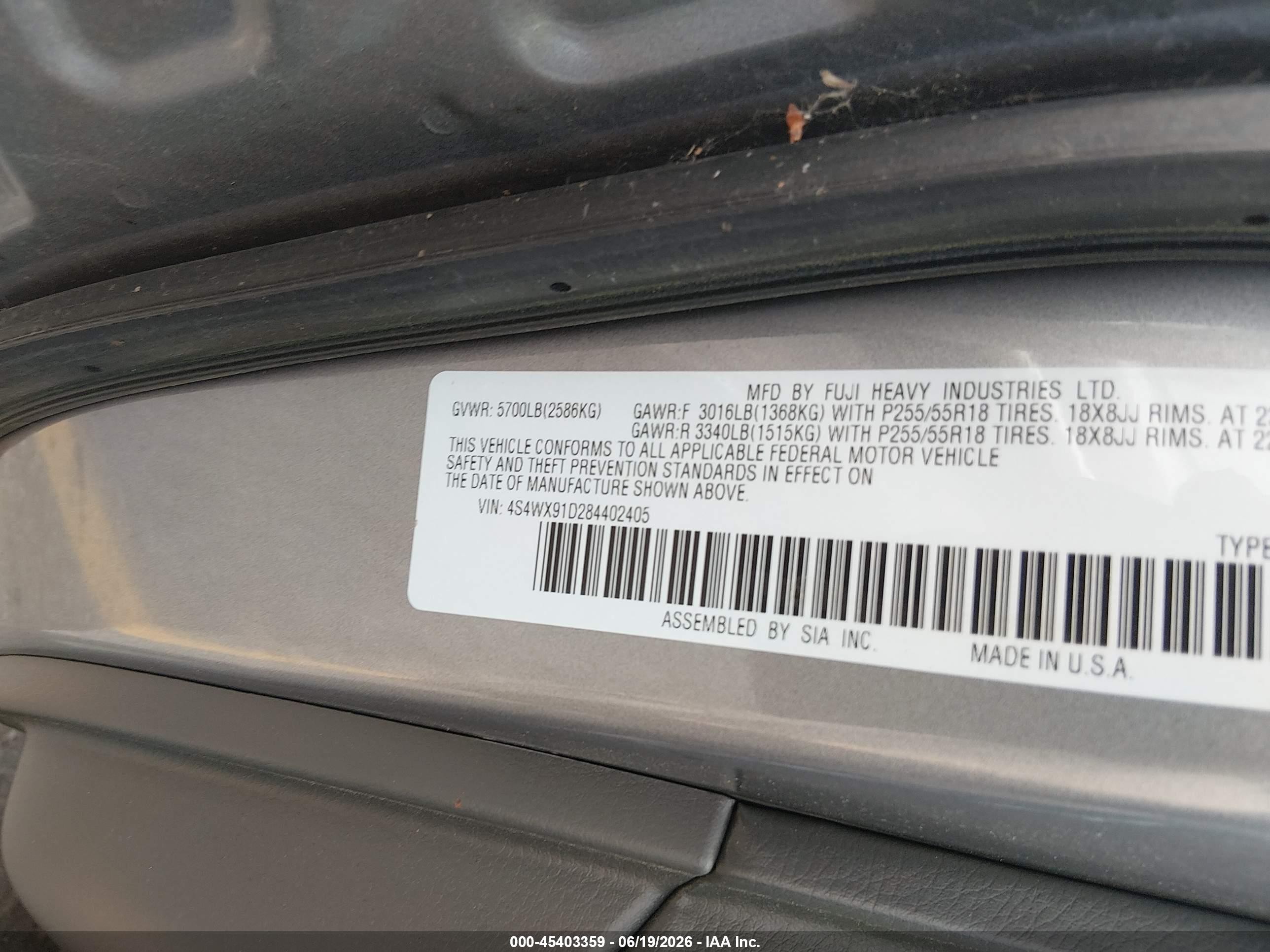 2008 Subaru Tribeca   Gray vin: 4S4WX91D284402405