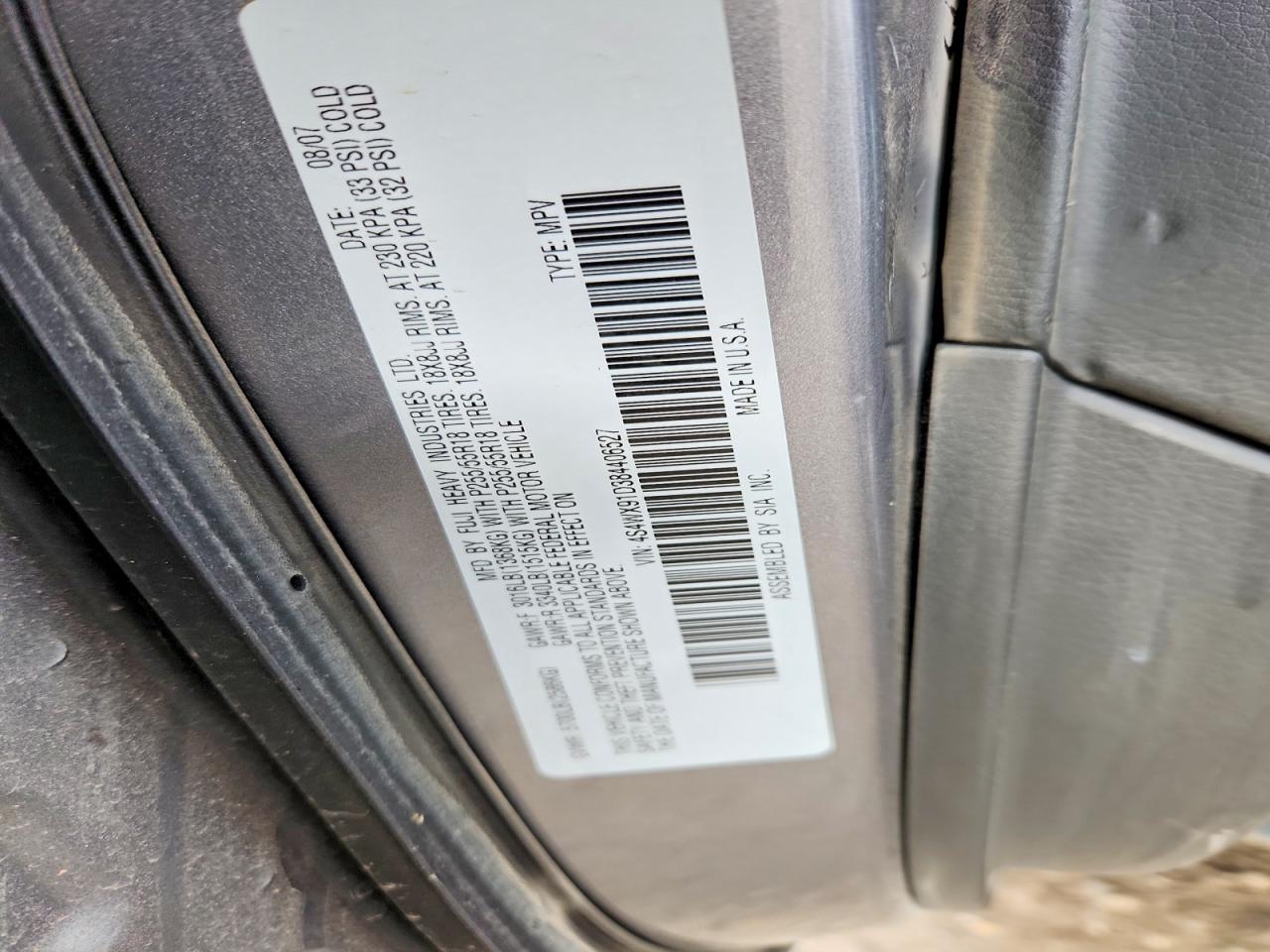 2008 Subaru Tribeca Gray vin: 4S4WX91D384406527