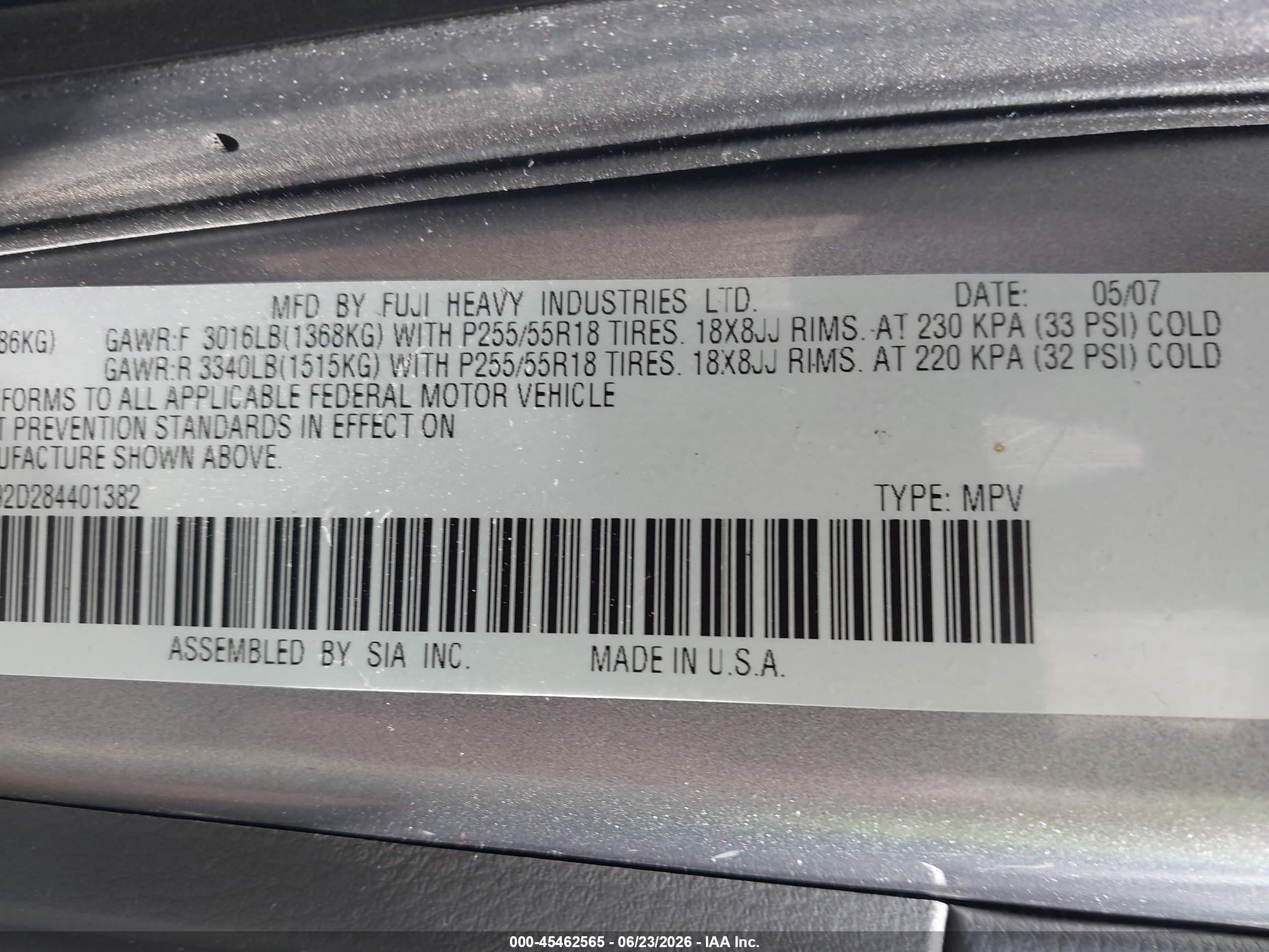 2008 Subaru Tribeca Limited 5-passenger Gray vin: 4S4WX92D284401382