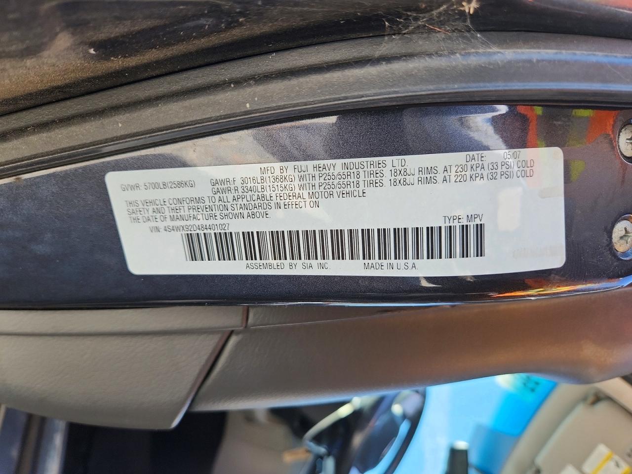 2008 Subaru Tribeca Limited Gray vin: 4S4WX92D484401027