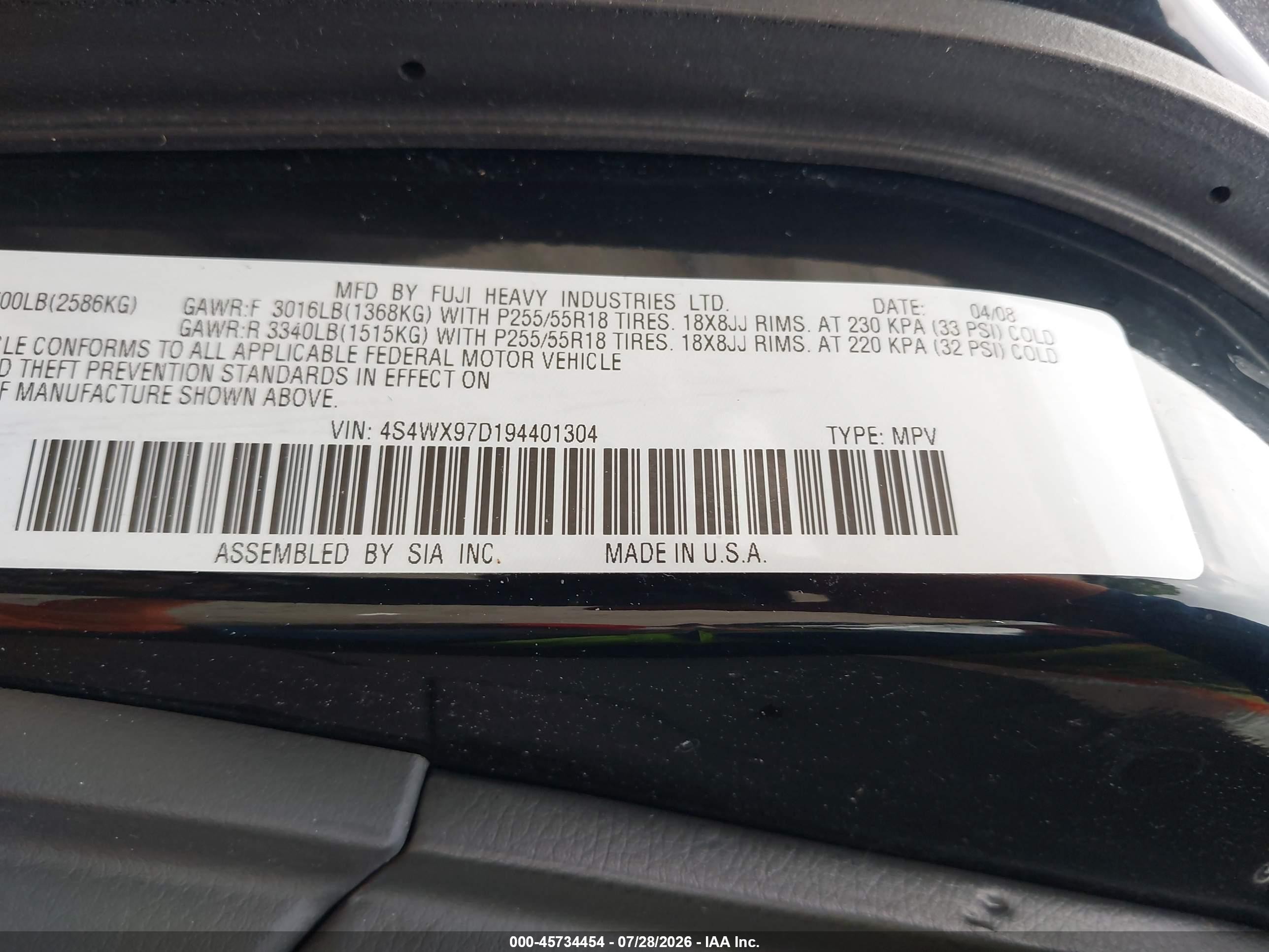 2009 Subaru Tribeca Limited 7-passenger/special Edition 7-passenger Black vin: 4S4WX97D194401304