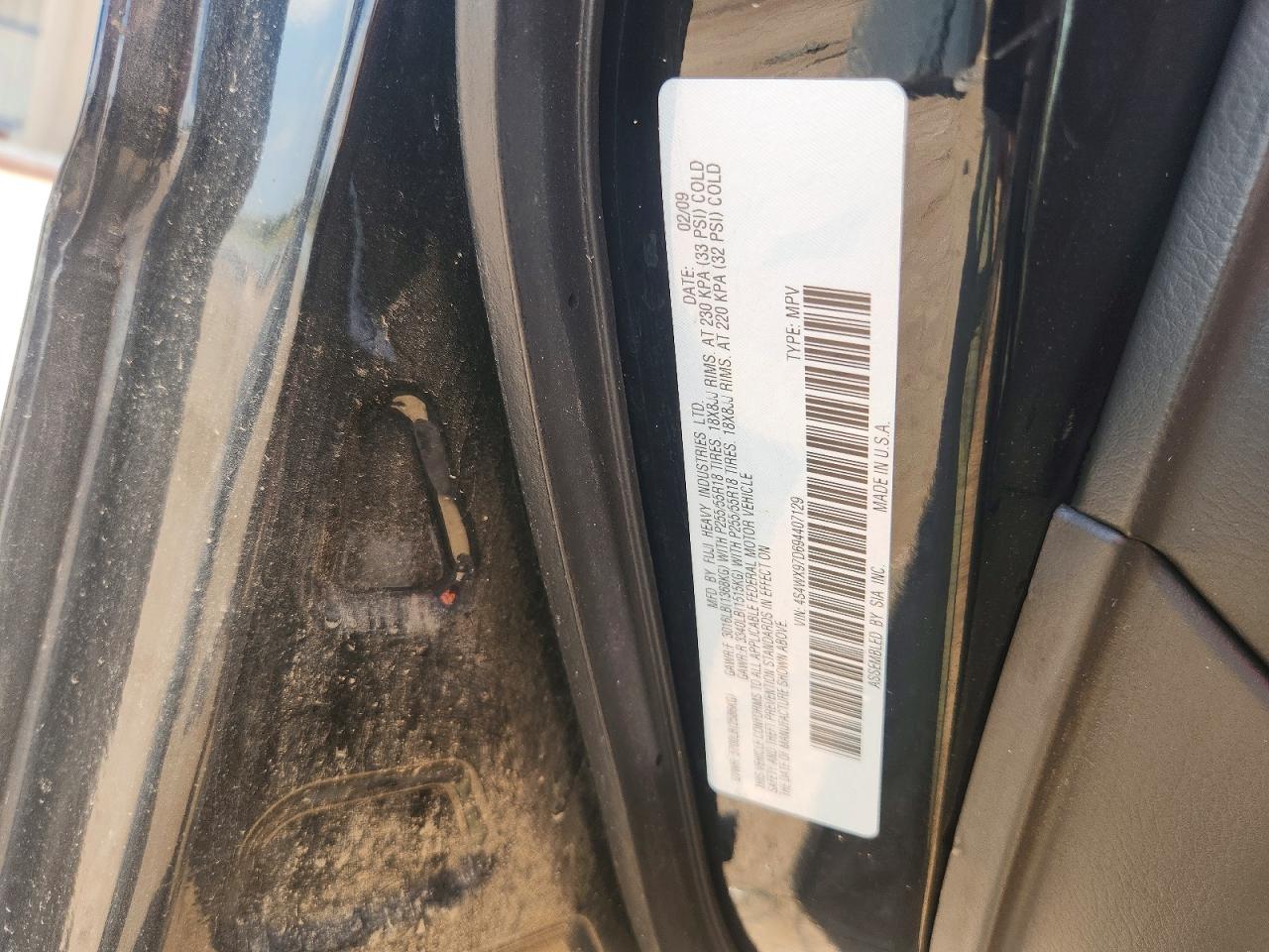 2009 Subaru Tribeca Limited Black vin: 4S4WX97D694407129
