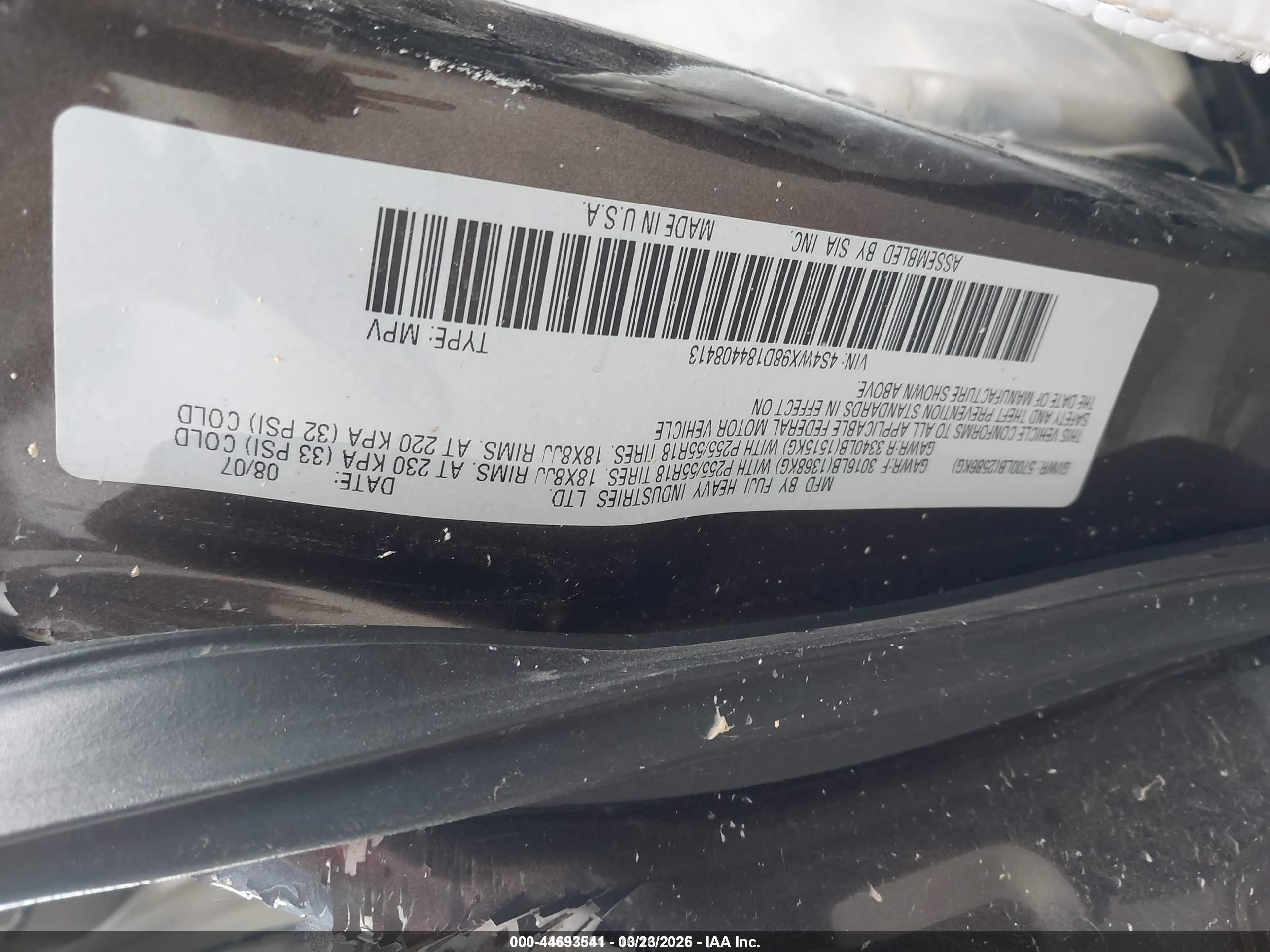 2008 Subaru Tribeca Limited 7-passenger Brown vin: 4S4WX98D184408413