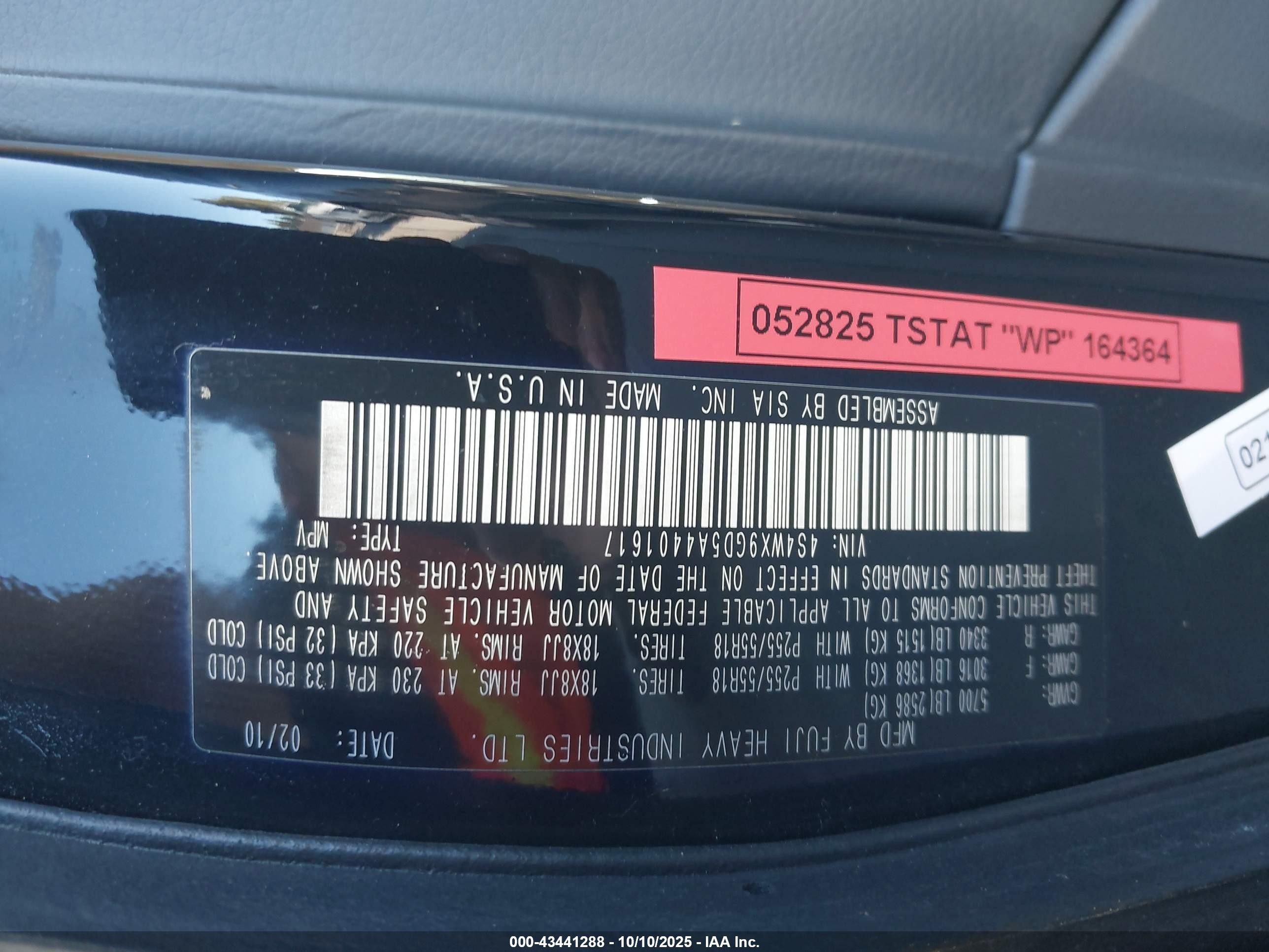 2010 Subaru Tribeca 3.6r Limited Black vin: 4S4WX9GD5A4401617