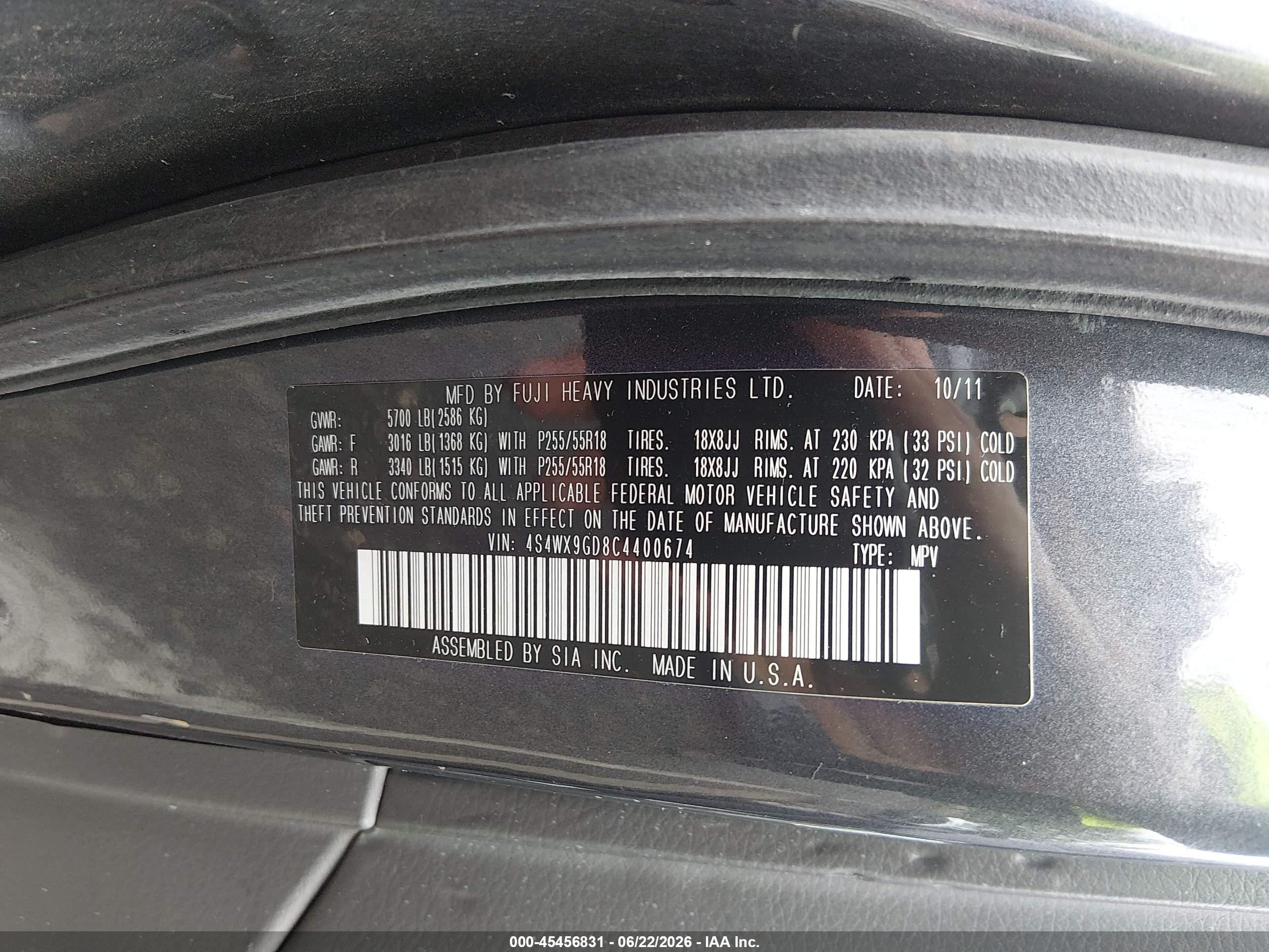 2012 Subaru Tribeca 3.6r Limited Gray vin: 4S4WX9GD8C4400674