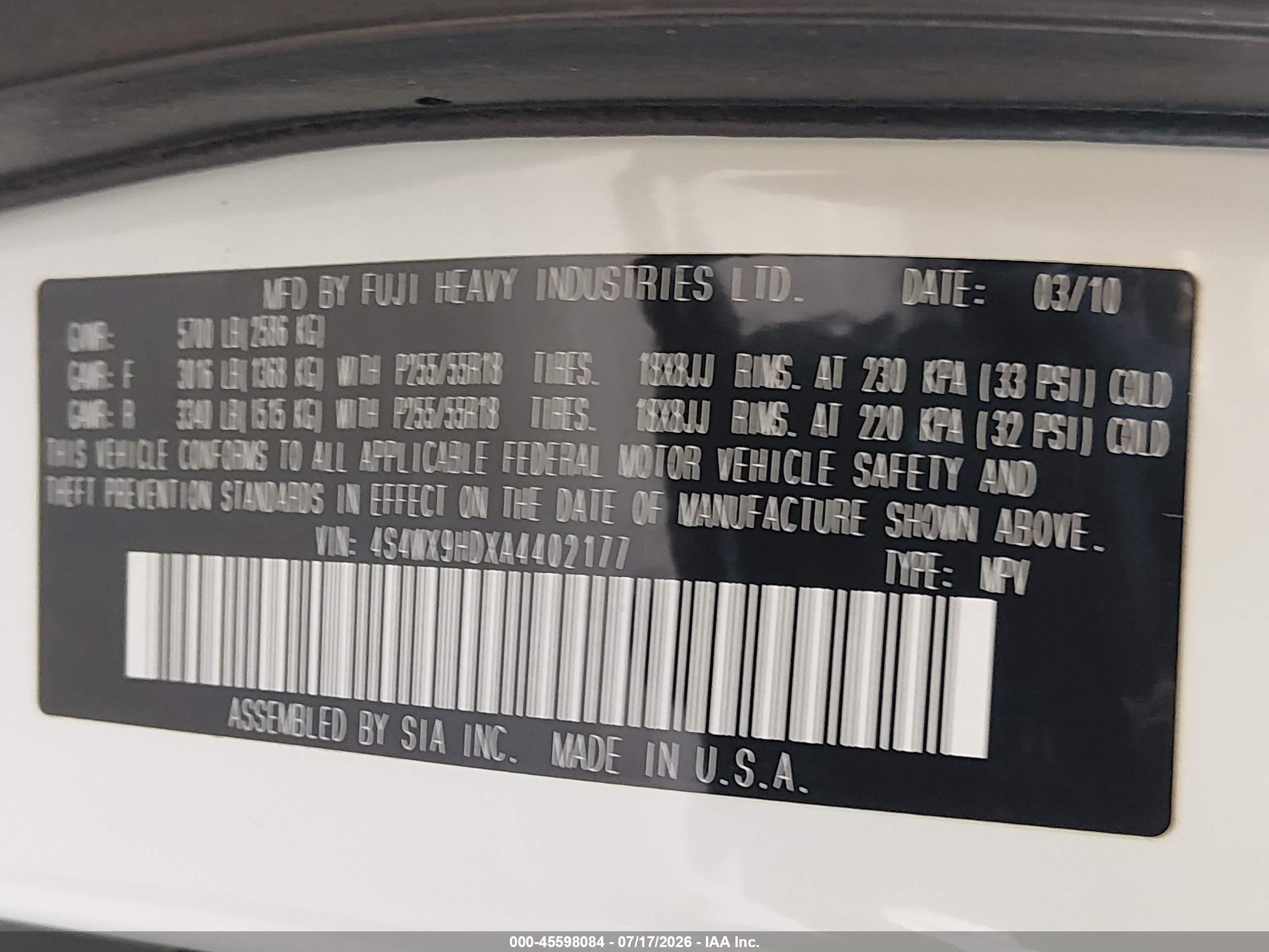 2010 Subaru Tribeca 3.6r Limited Cream vin: 4S4WX9HDXA4402177