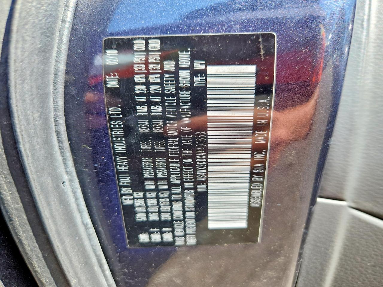 2010 Subaru Tribeca Limited Blue vin: 4S4WX9KDXA4401653