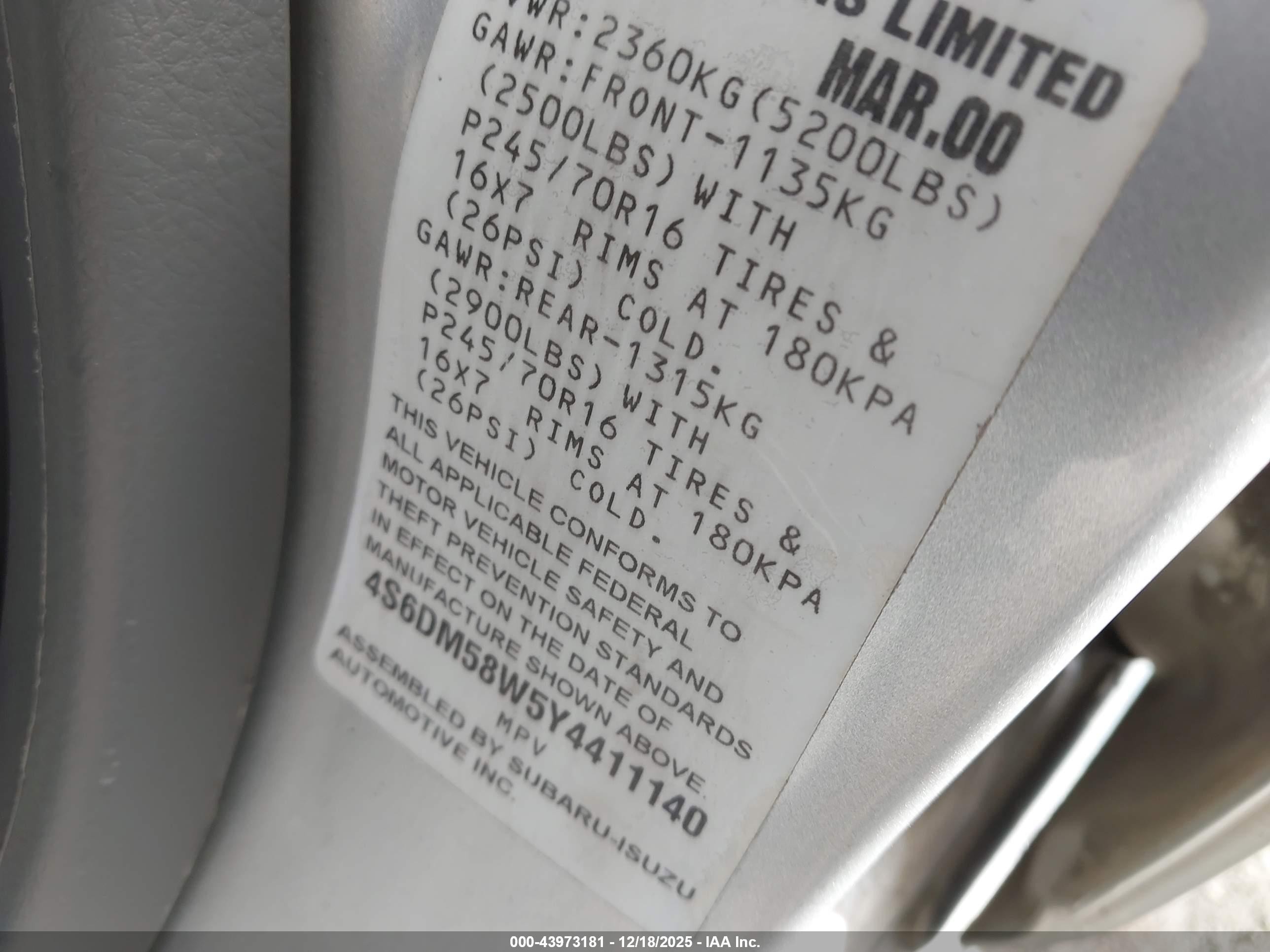 2000 Honda Passport Ex/lx Silver vin: 4S6DM58W5Y4411140