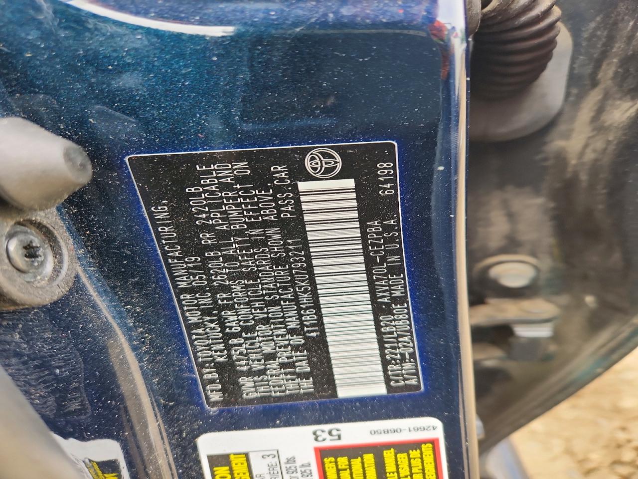 2019 Toyota Camry Xse Blue vin: 4T1B61HK5KU793211