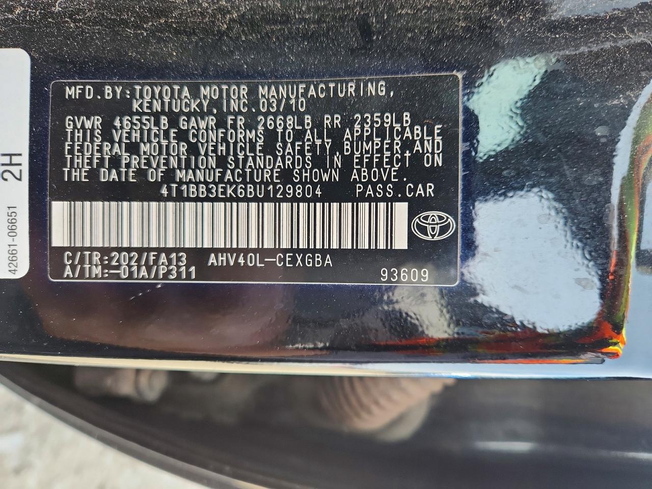 2011 Toyota Camry Hybrid Black vin: 4T1BB3EK6BU129804
