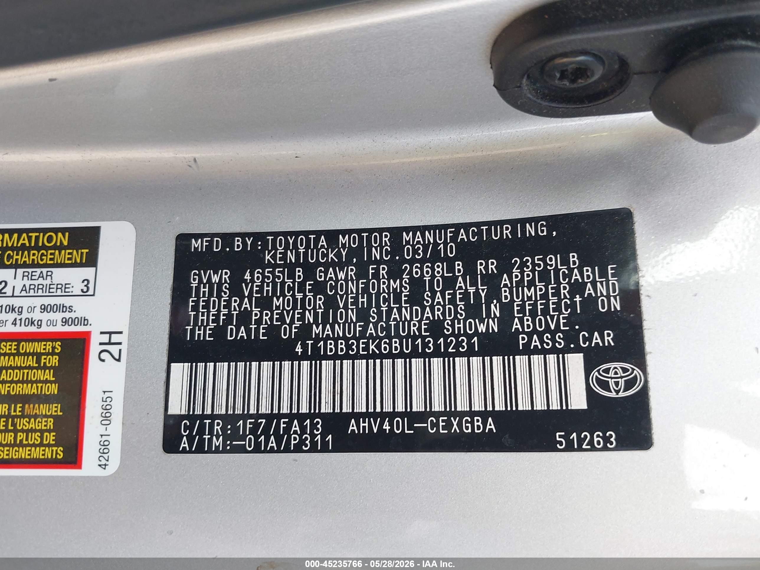 2011 Toyota Camry Hybrid   Silver vin: 4T1BB3EK6BU131231