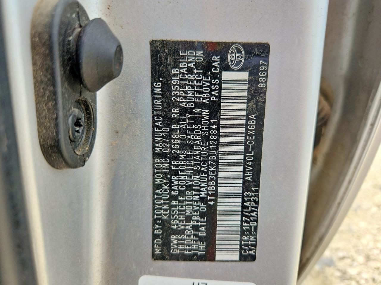 2011 Toyota Camry Hybrid Silver vin: 4T1BB3EK7BU128841
