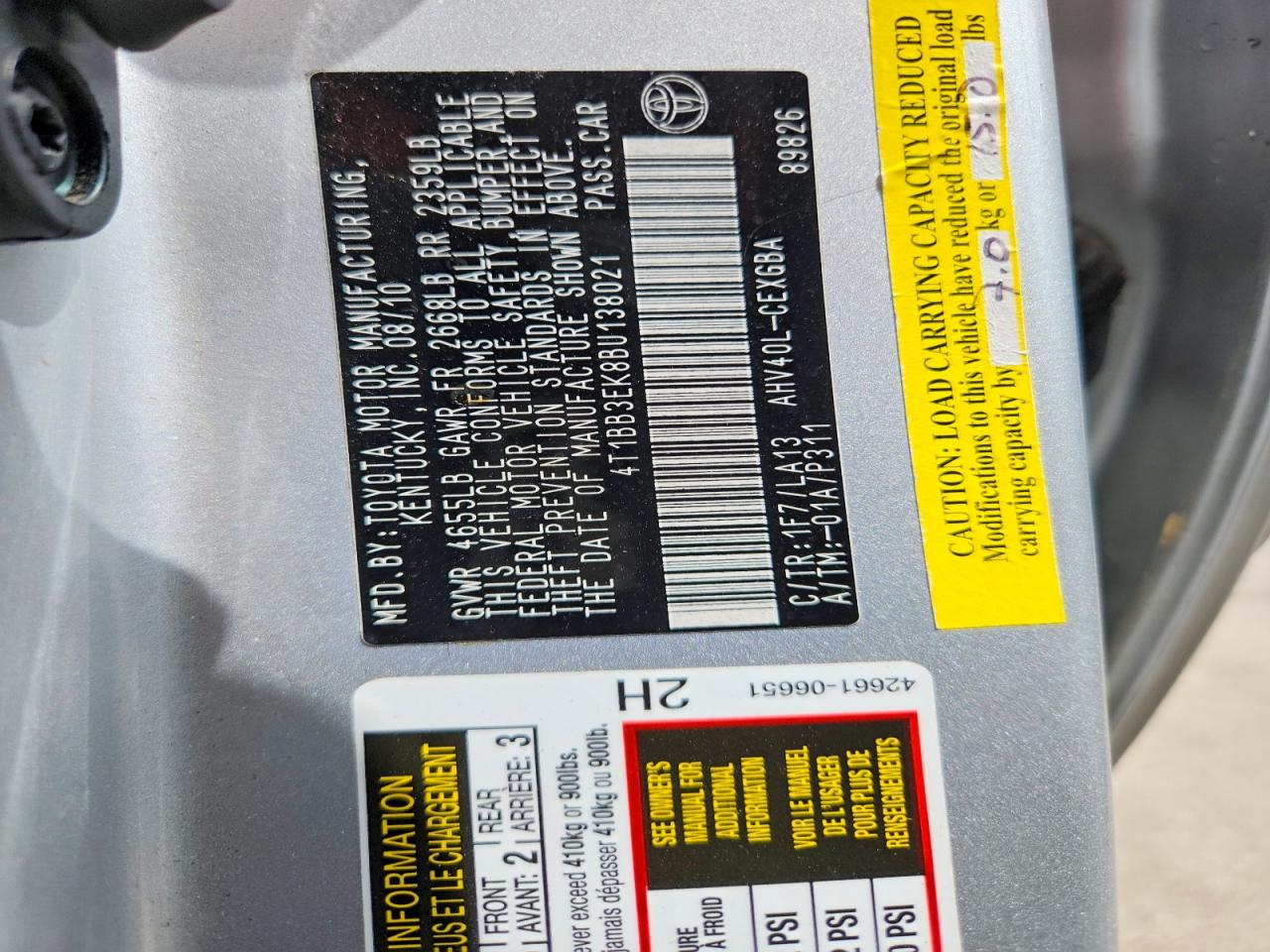 2011 Toyota Camry Hybrid Серебряный vin: 4T1BB3EK8BU138021