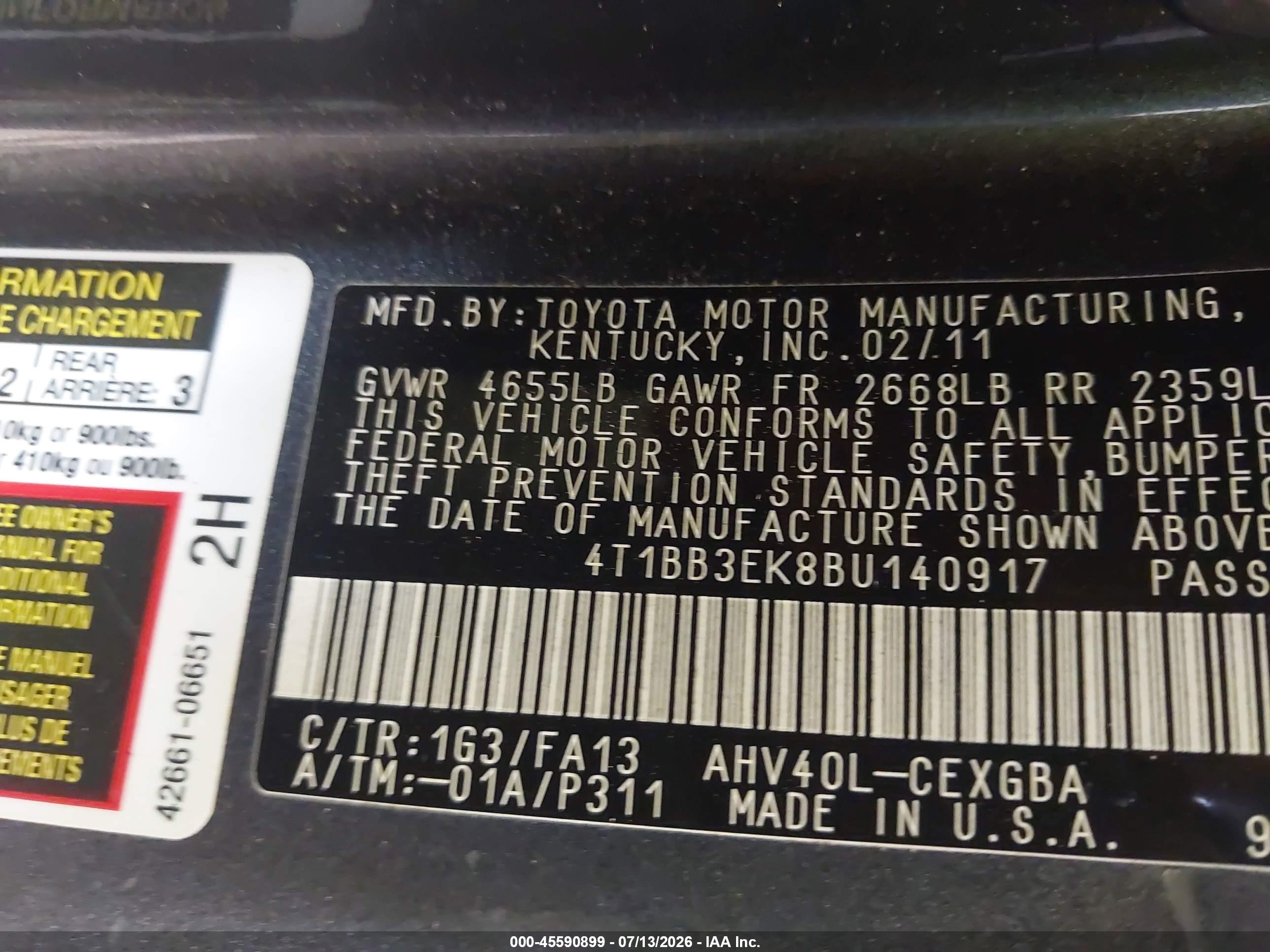 2011 Toyota Camry Hybrid   Серый vin: 4T1BB3EK8BU140917