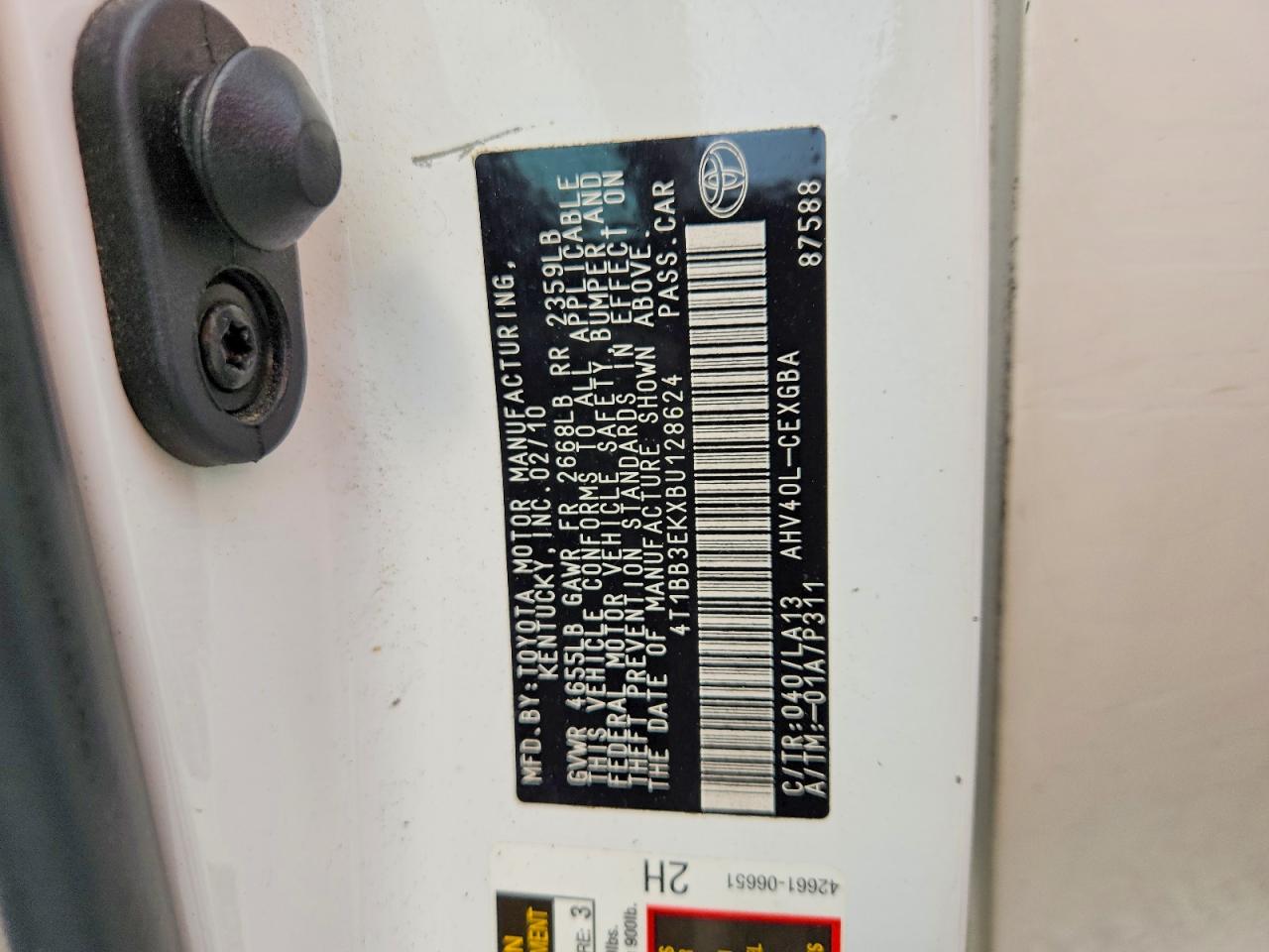 2011 Toyota Camry Hybrid Белый vin: 4T1BB3EKXBU128624