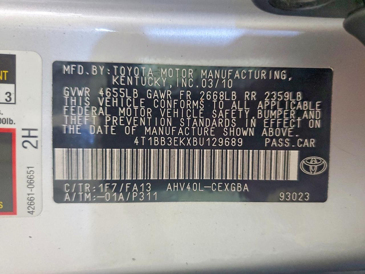 2011 Toyota Camry Hybrid Silver vin: 4T1BB3EKXBU129689