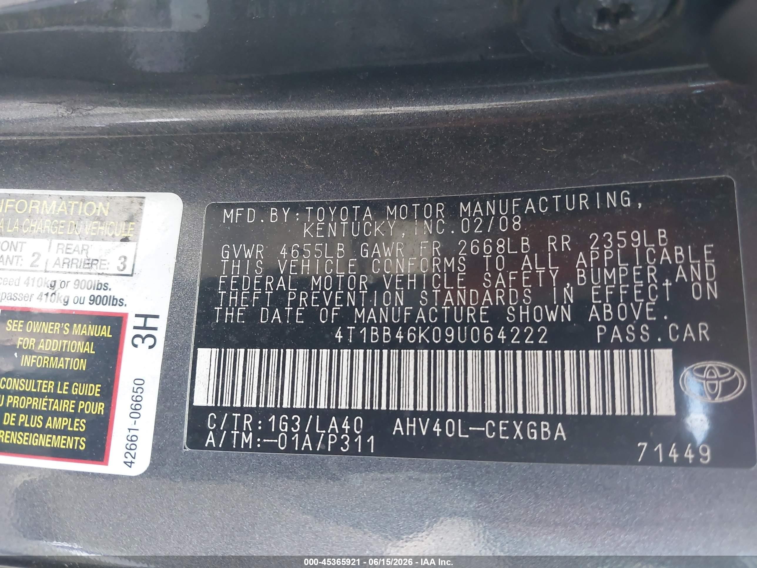 2009 Toyota Camry Hybrid Серый vin: 4T1BB46K09U064222